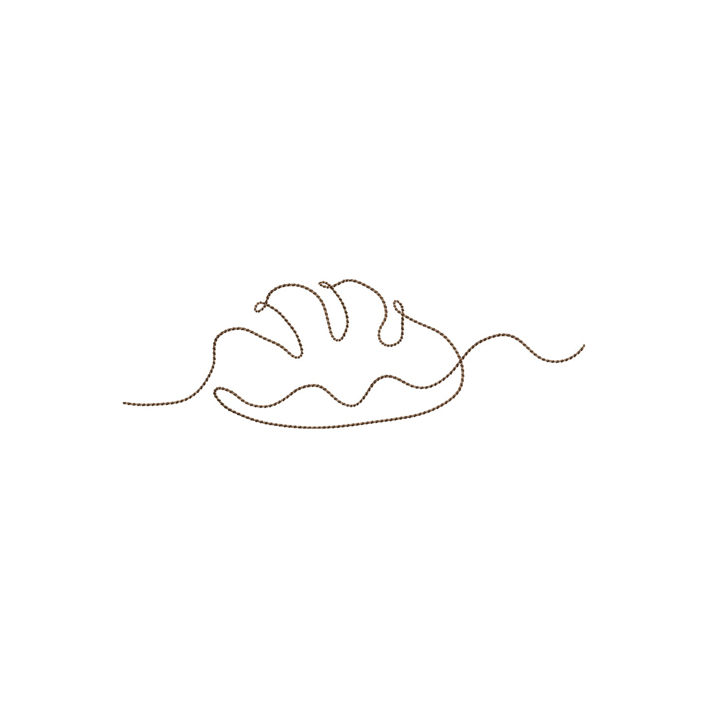 Hand Drawn One Line Minimal Baguette Bread Outline Machine Digital Embroidery File- Download- 5 SIZES