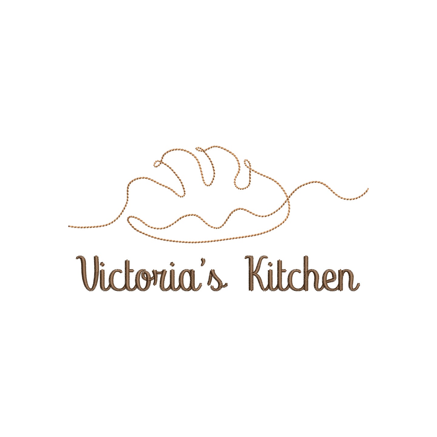 Hand Drawn One Line Minimal Baguette Bread Outline Machine Digital Embroidery File- Download- 5 SIZES