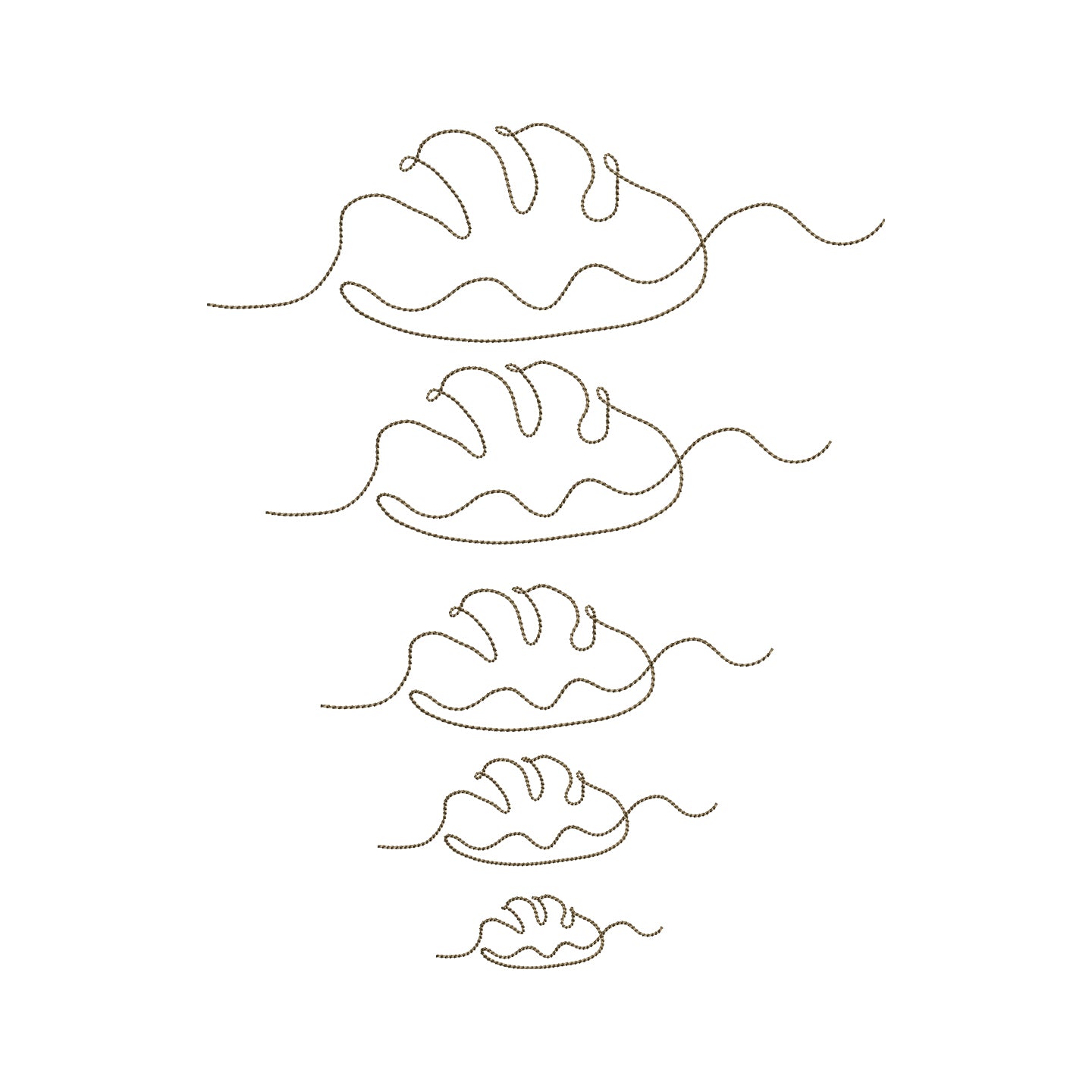 Hand Drawn One Line Minimal Baguette Bread Outline Machine Digital Embroidery File- Download- 5 SIZES