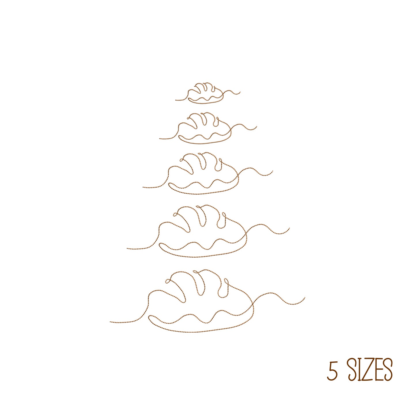 Hand Drawn One Line Minimal Baguette Bread Outline Machine Digital Embroidery File- Download- 5 SIZES