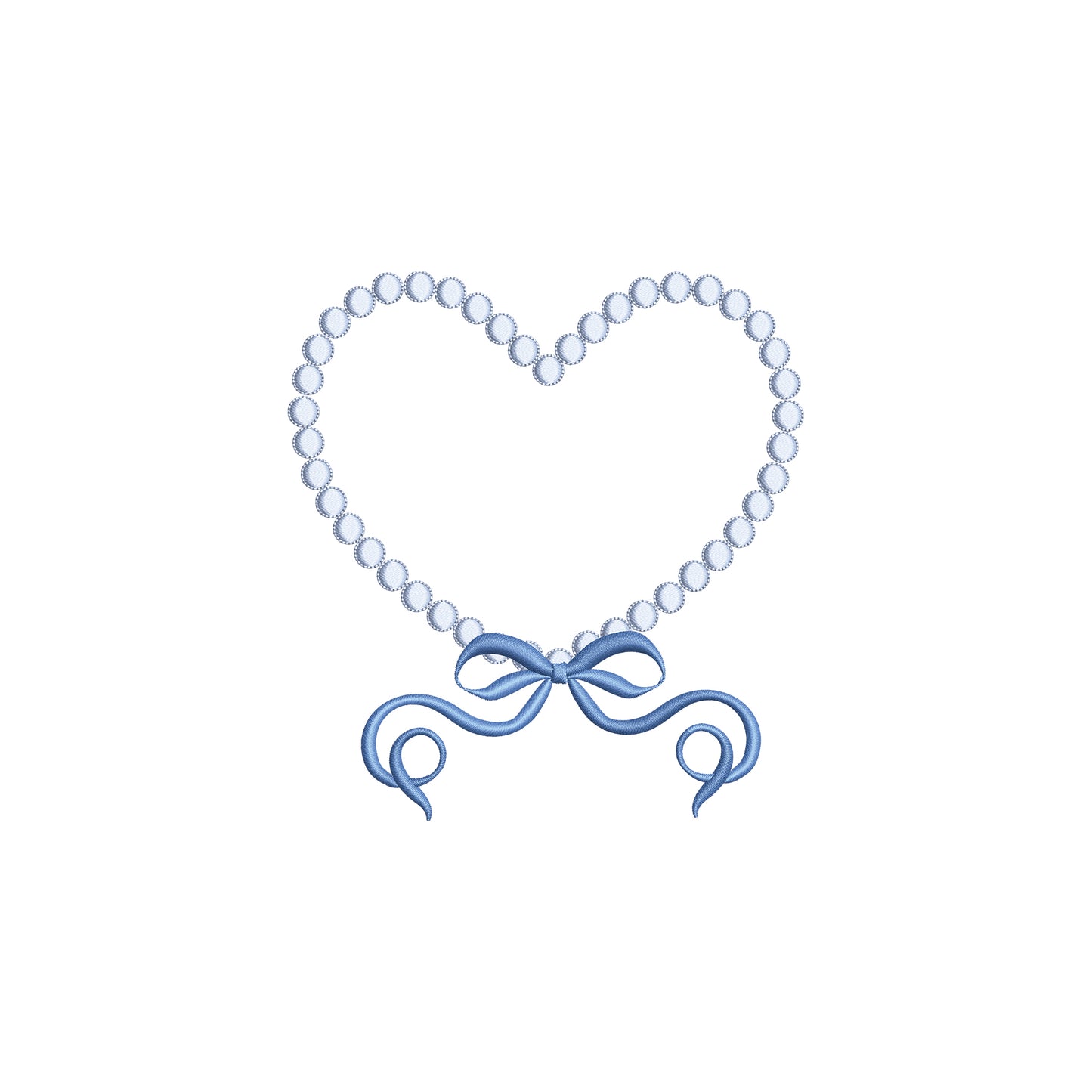 Valentines Bead Heart with Flowy Bow Digital Machine Embroidery File- Download- 5 SIZES