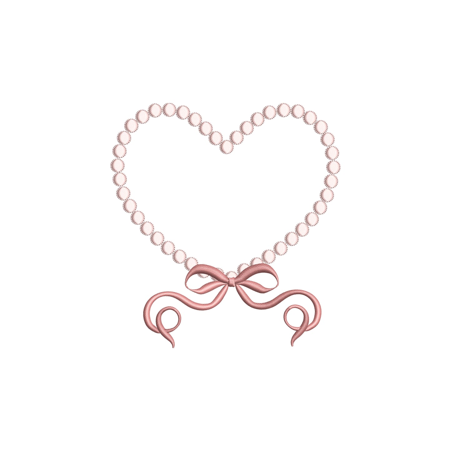 Valentines Bead Heart with Flowy Bow Digital Machine Embroidery File- Download- 5 SIZES