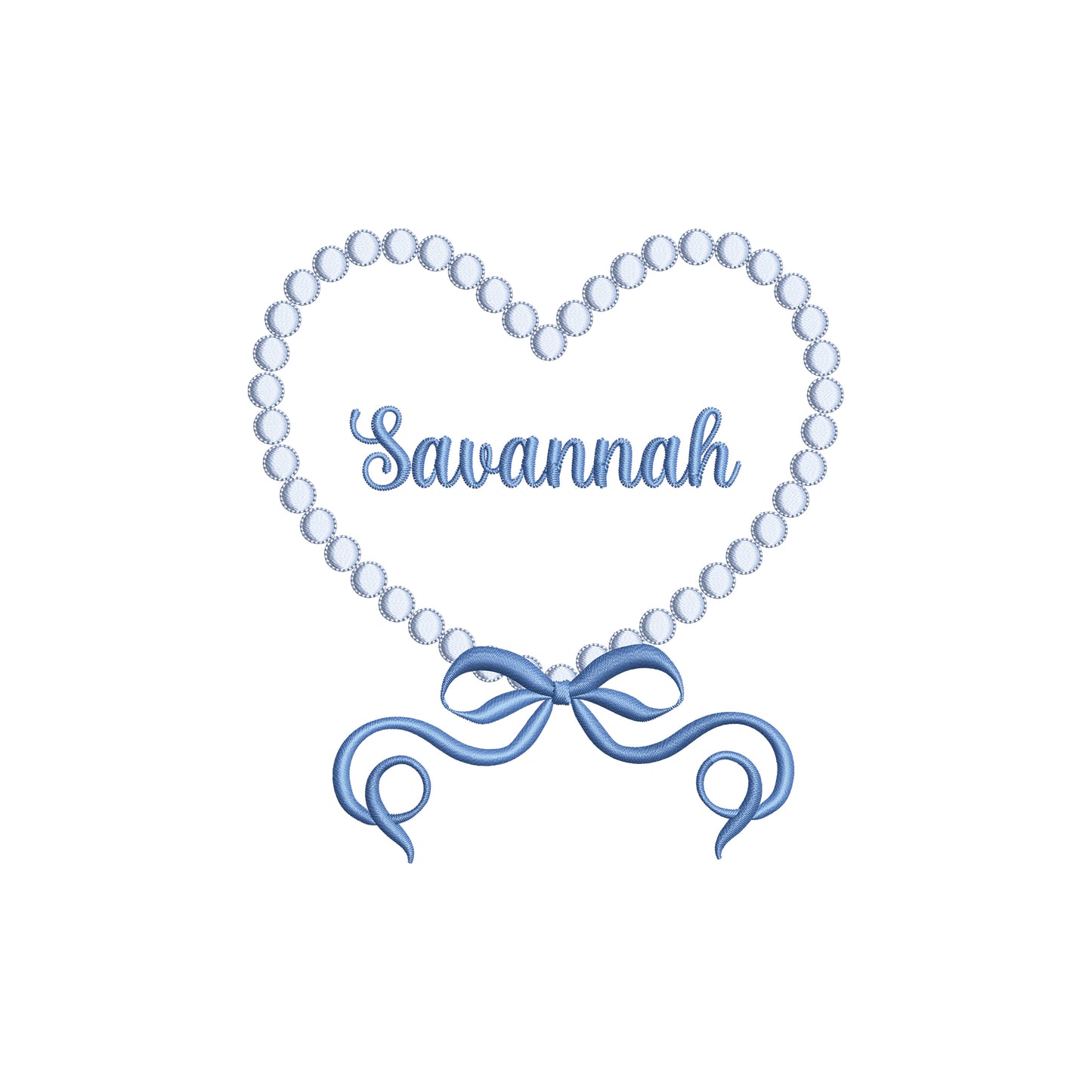 Valentines Bead Heart with Flowy Bow Digital Machine Embroidery File- Download- 5 SIZES