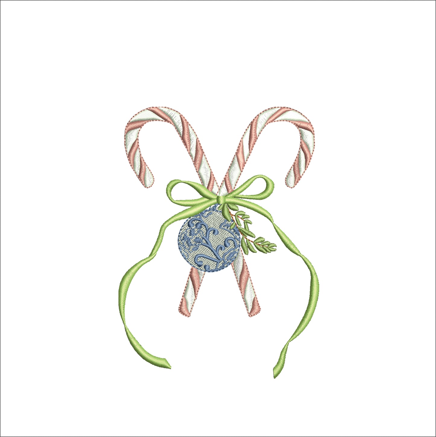 Chinoiserie Christmas Candy Cane Digital Machine Embroidery File- Baby Lee Digital Design- 1 SIZE