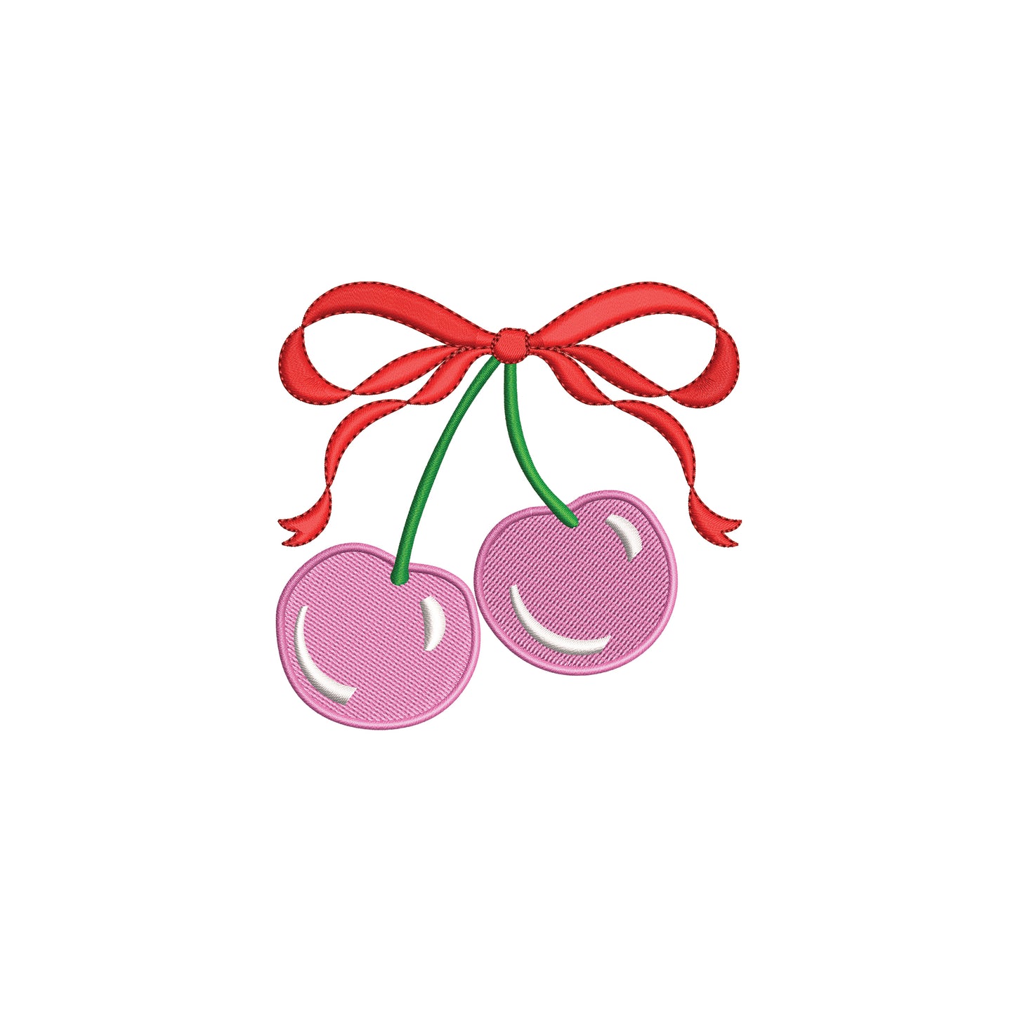 Cherries with Flowy Bow Digital Machine Embroidery File- Download -4 SIZES