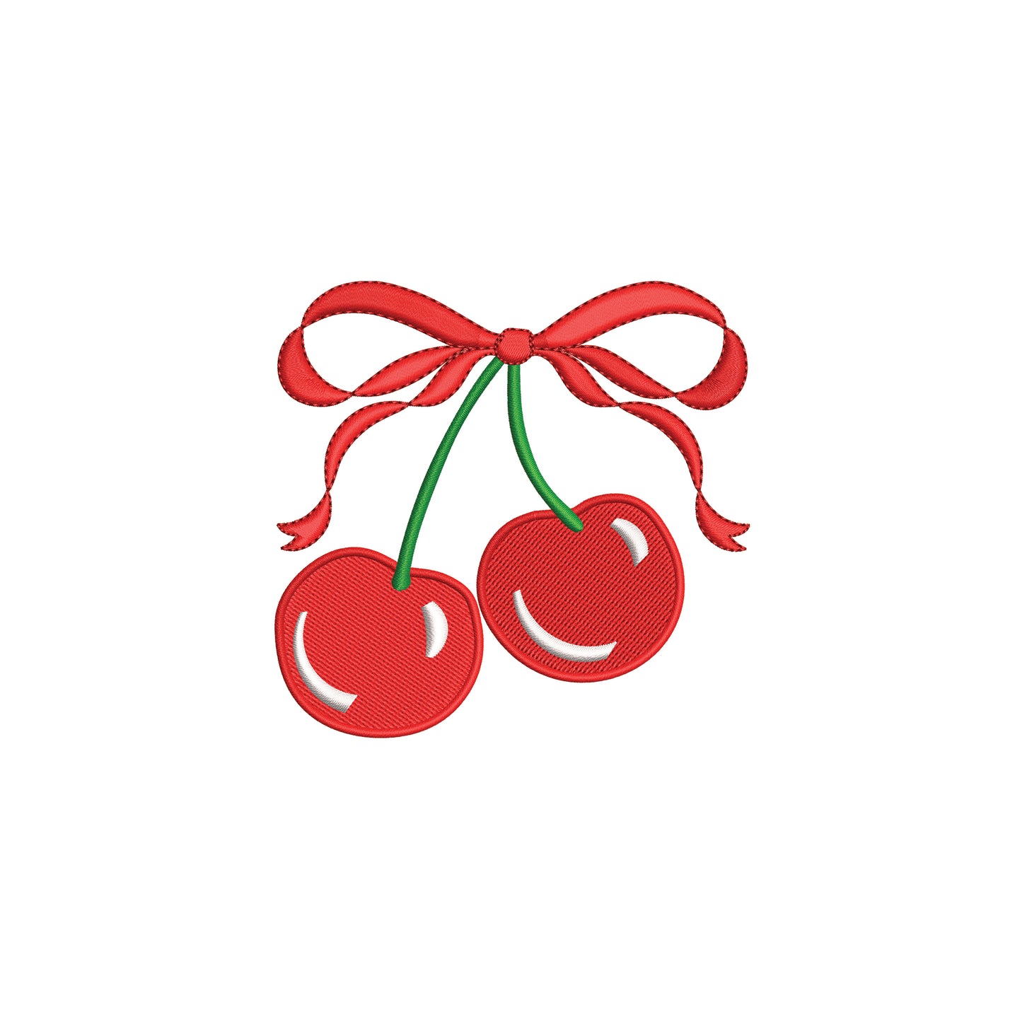 Cherries with Flowy Bow Digital Machine Embroidery File- Download -4 SIZES