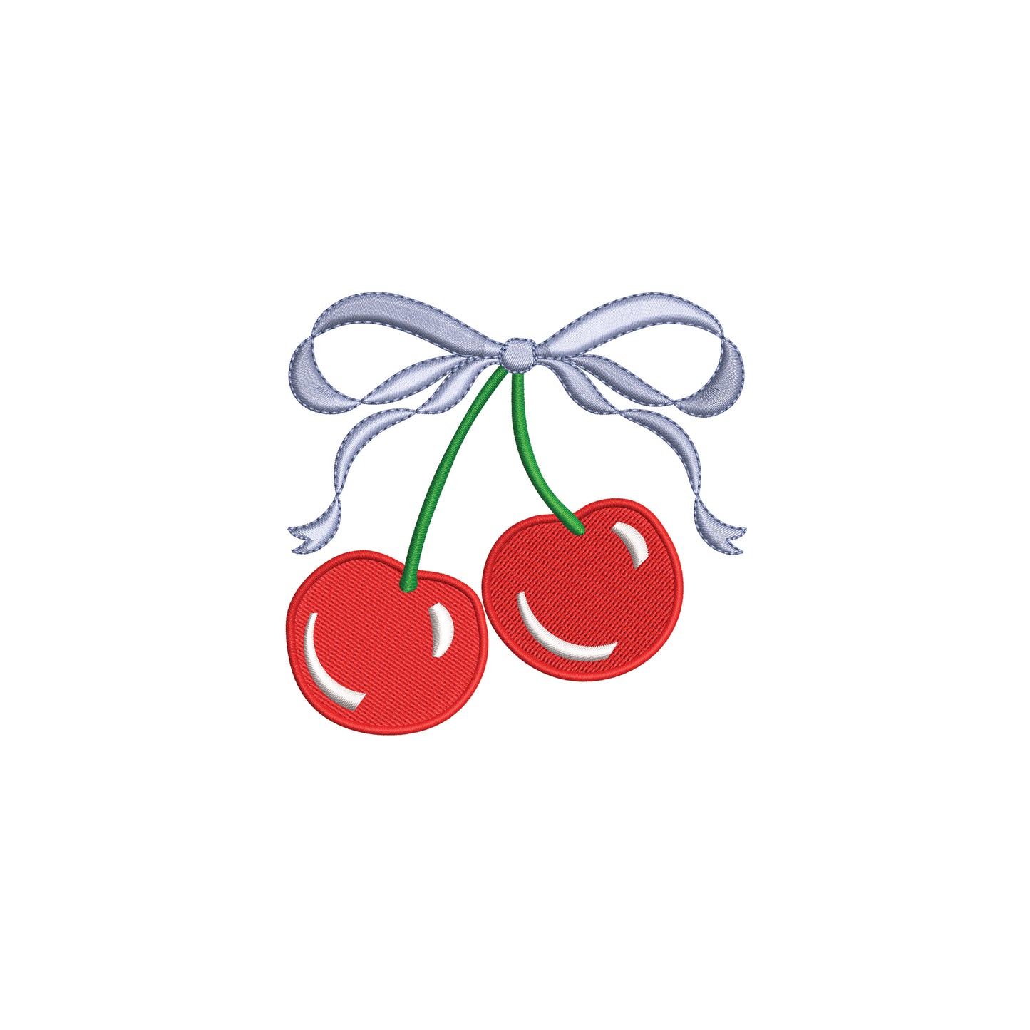 Cherries with Flowy Bow Digital Machine Embroidery File- Download -4 SIZES