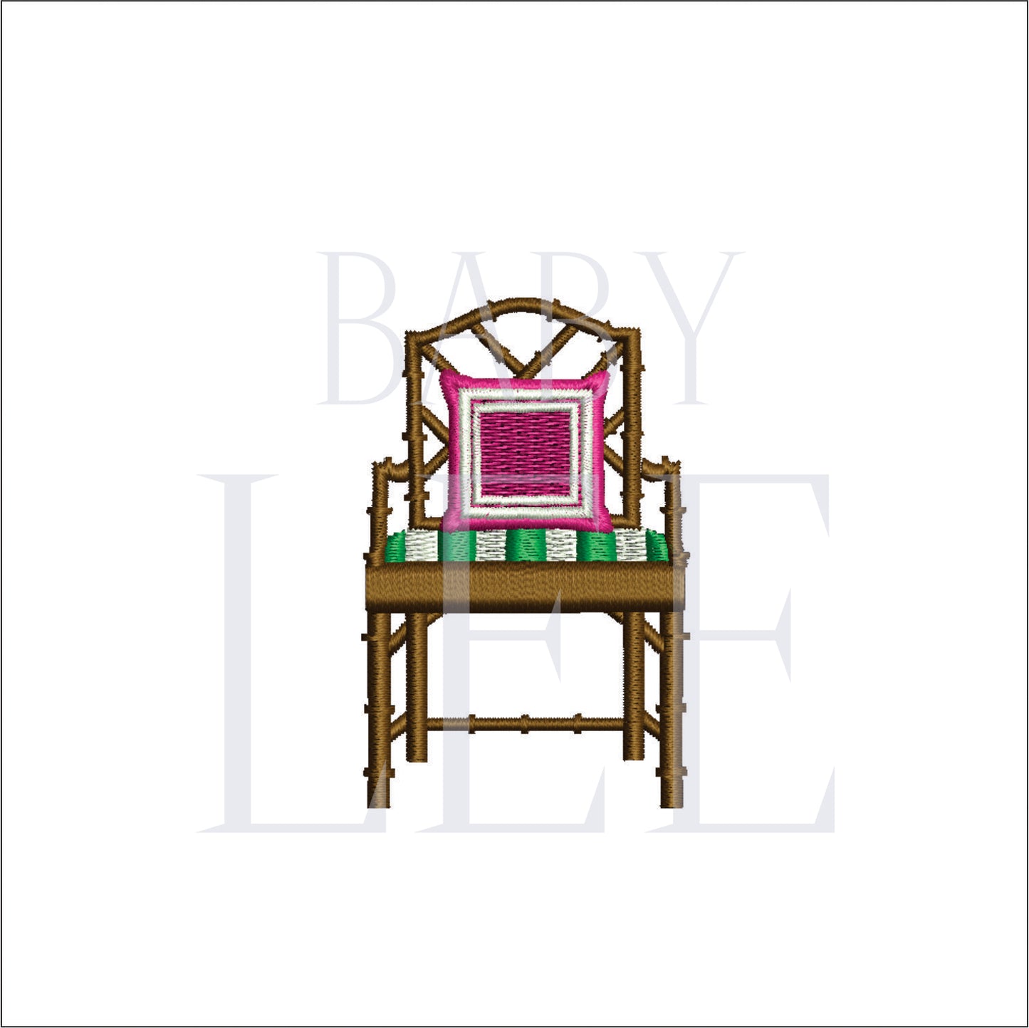 Chinoiserie Decor Chair Machine Embroidery File- Baby Lee Embroidery Design-Download- 3 SIZES