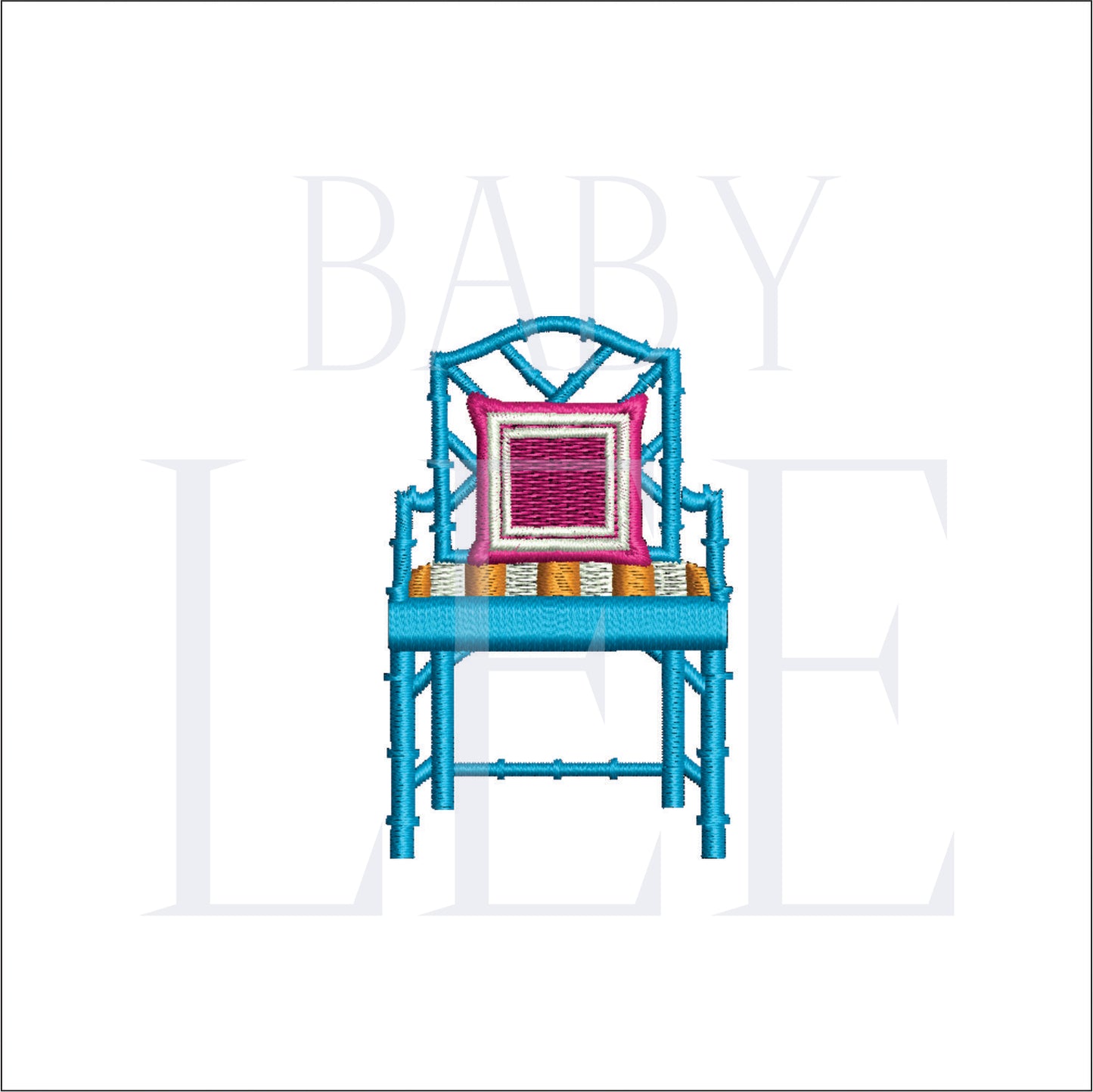 Chinoiserie Decor Chair Machine Embroidery File- Baby Lee Embroidery Design-Download- 3 SIZES