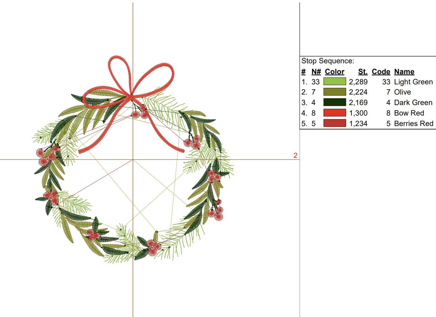 Christmas Holidays Wreath with Bow and Berries Digital Machine Embroidery File- Download- 3 SIZES