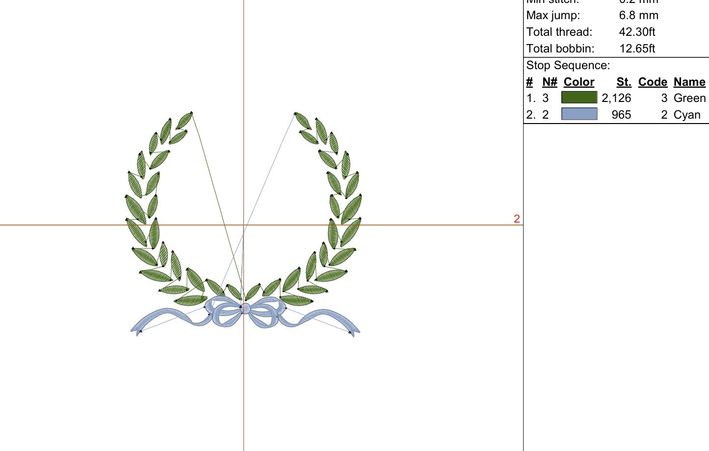 Classical Laurel Wreath with Flowy Bow Digital Machine Embroidery File- Download-5 SIZES