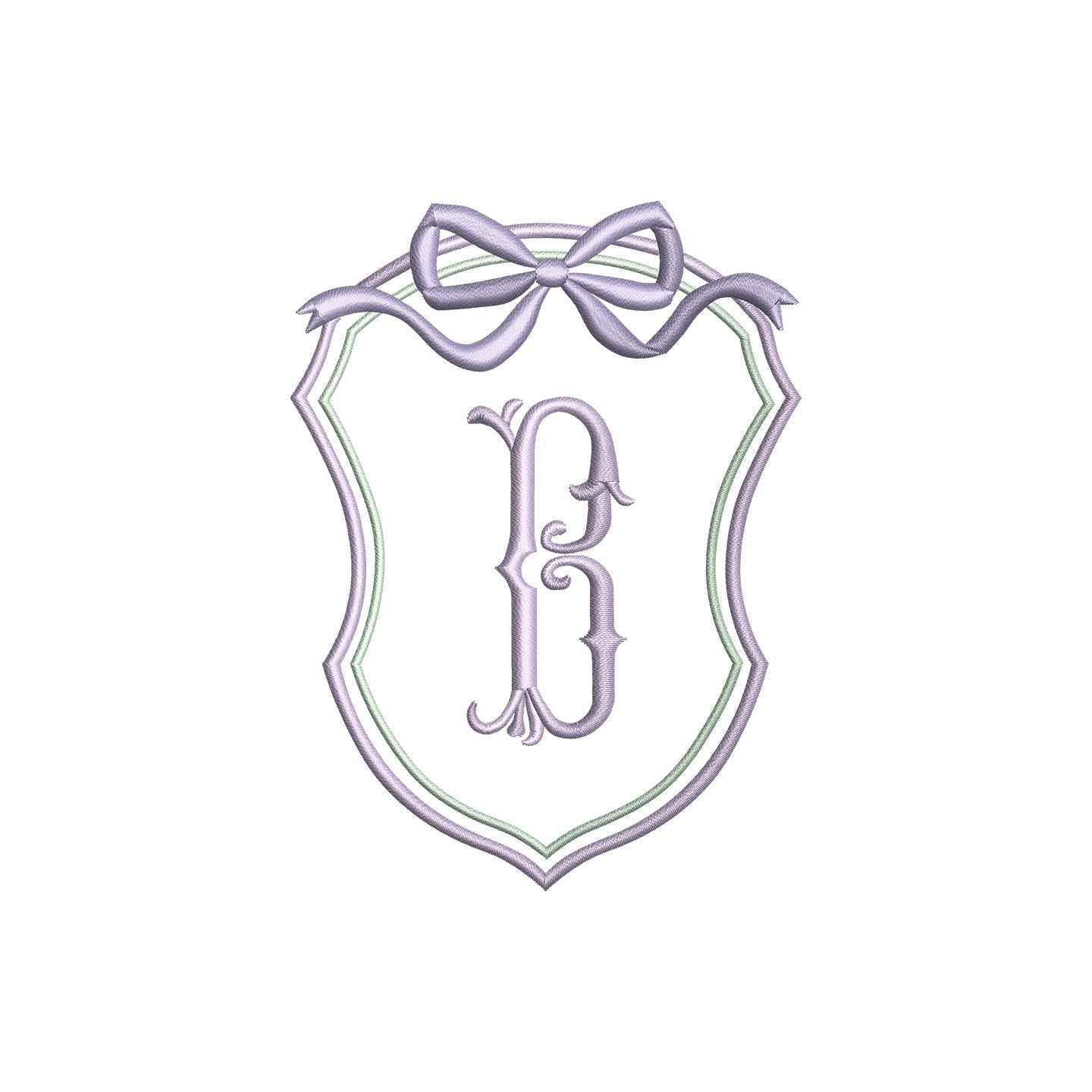 Minimal Vintage Crest with Flowy Bow Digital Machine Embroidery File- Download- 5 SIZES