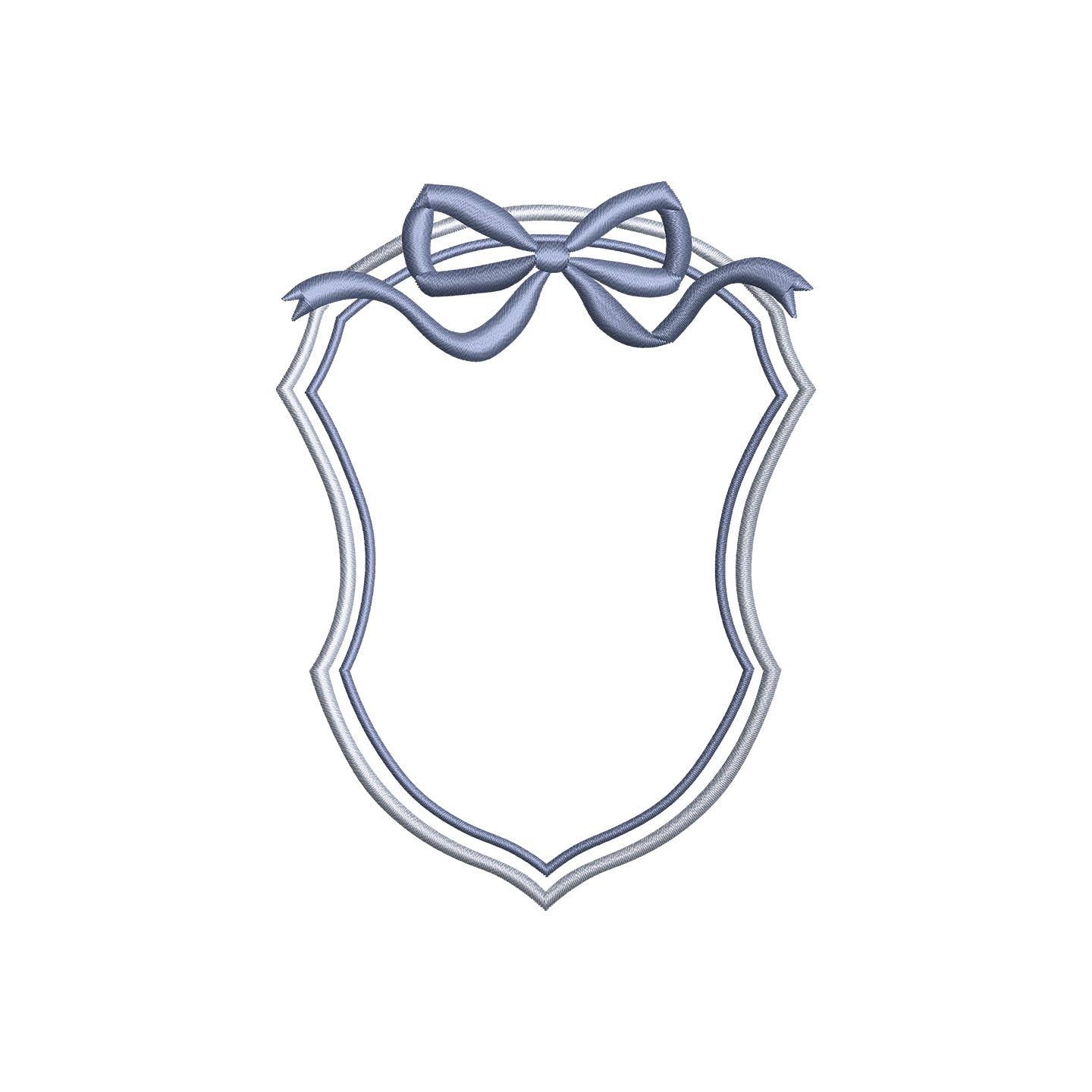 Minimal Vintage Crest with Flowy Bow Digital Machine Embroidery File- Download- 5 SIZES