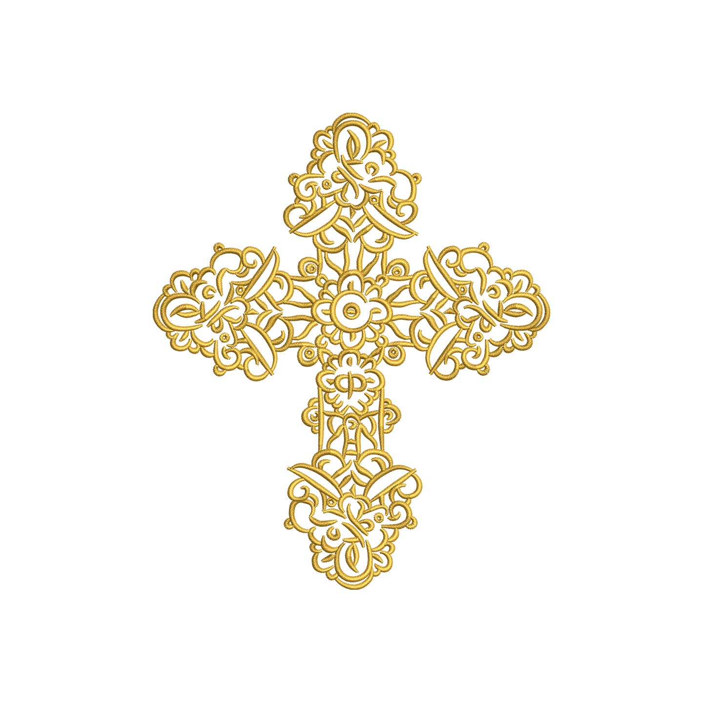 Religious Ornamental Cross Digital Machine Embroidery File- Download-4 SIZES