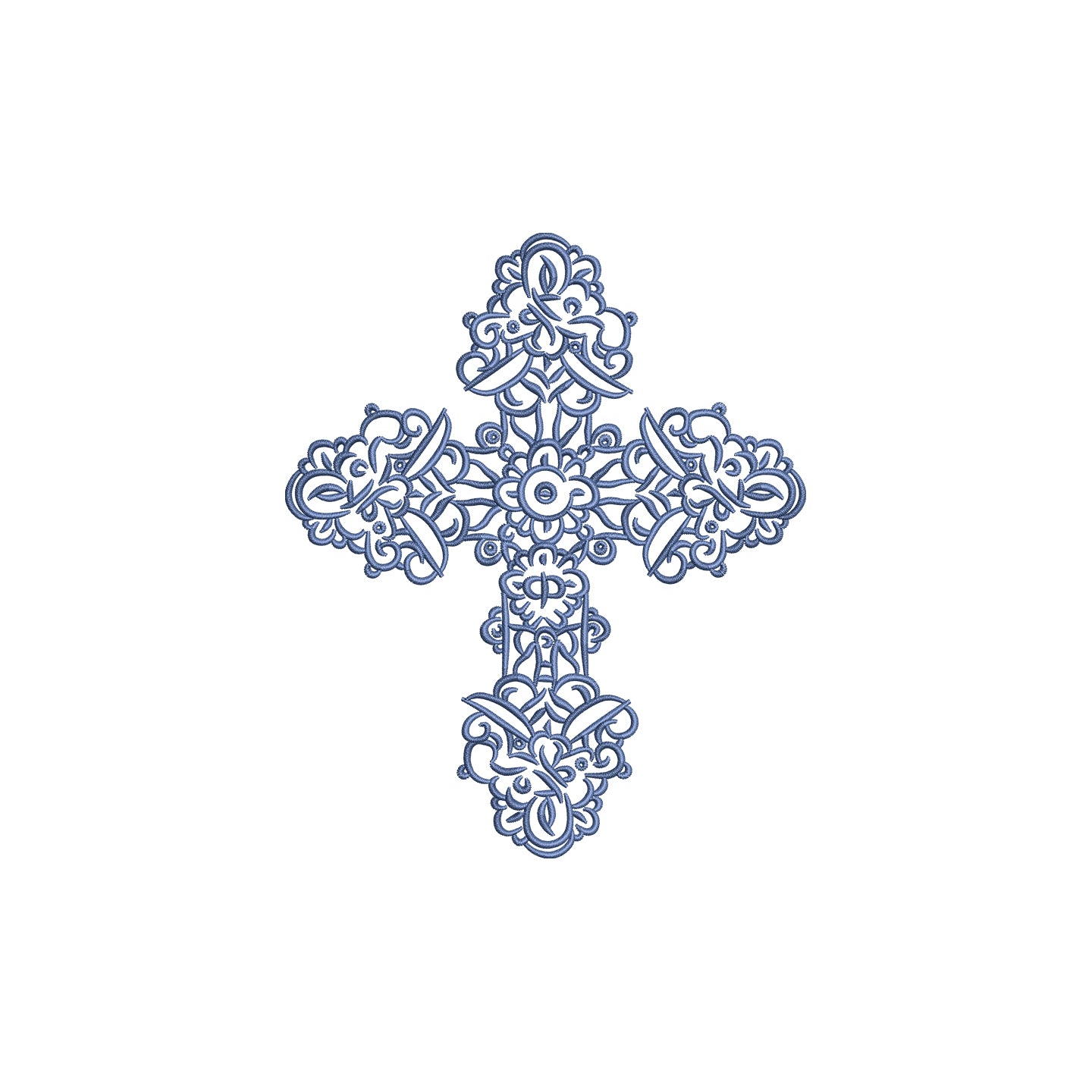 Religious Ornamental Cross Digital Machine Embroidery File- Download-4 SIZES