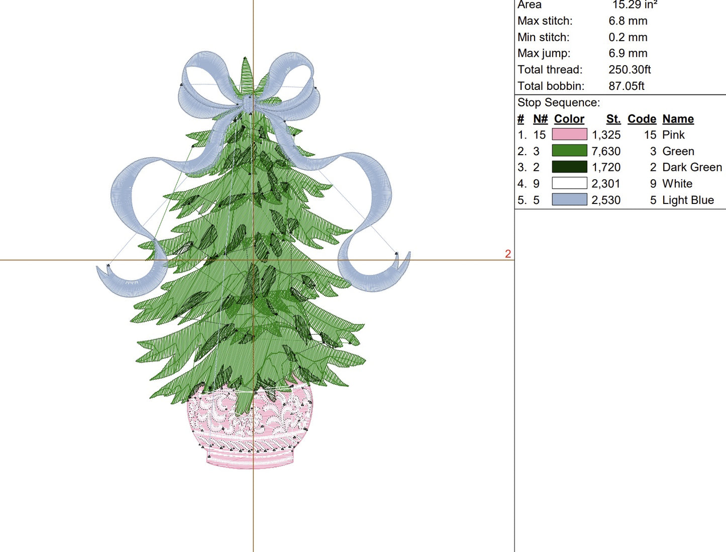 Chinoiserie Christmas Tree Digital Machine Embroidery File- Download - 5 SIZES