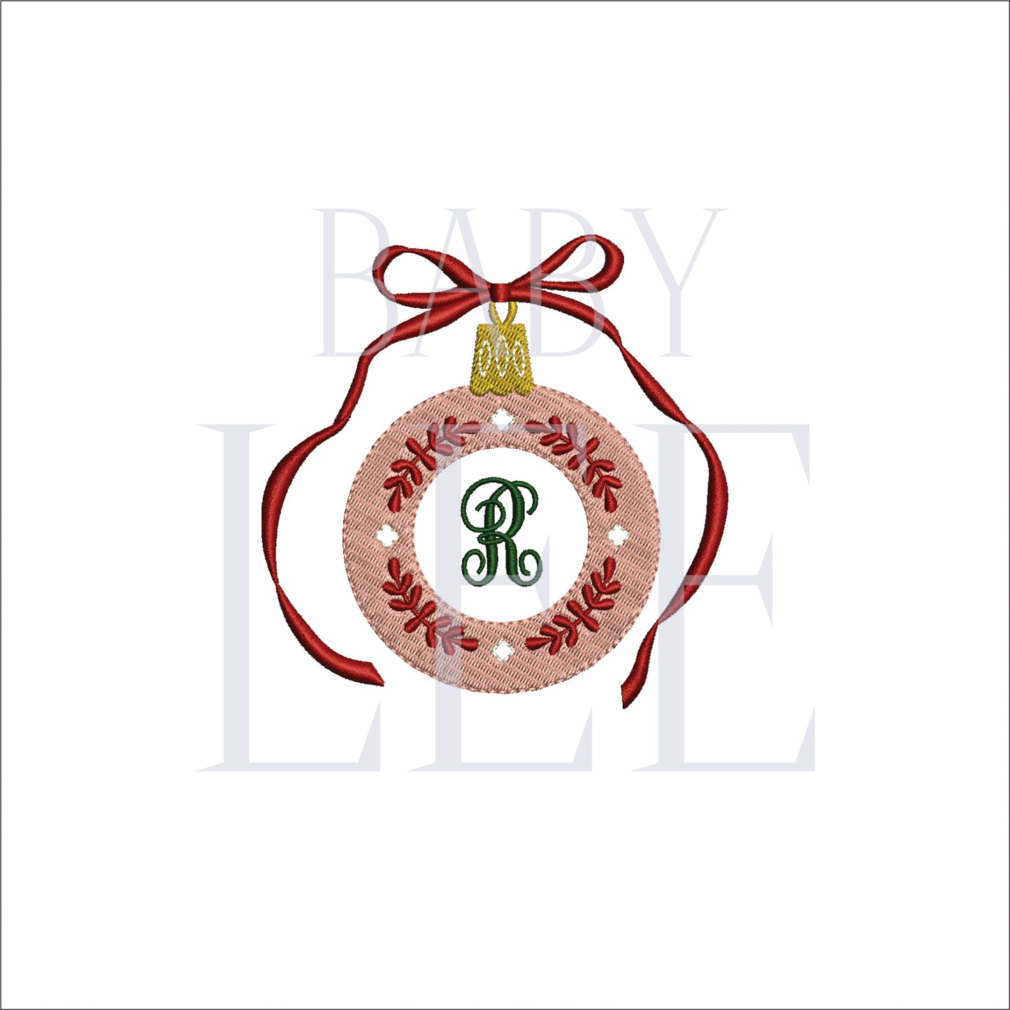 Folk Art Ornament for Monogram- Digital Machine Embroidery File- Baby Lee Digital Design-4 SIZE