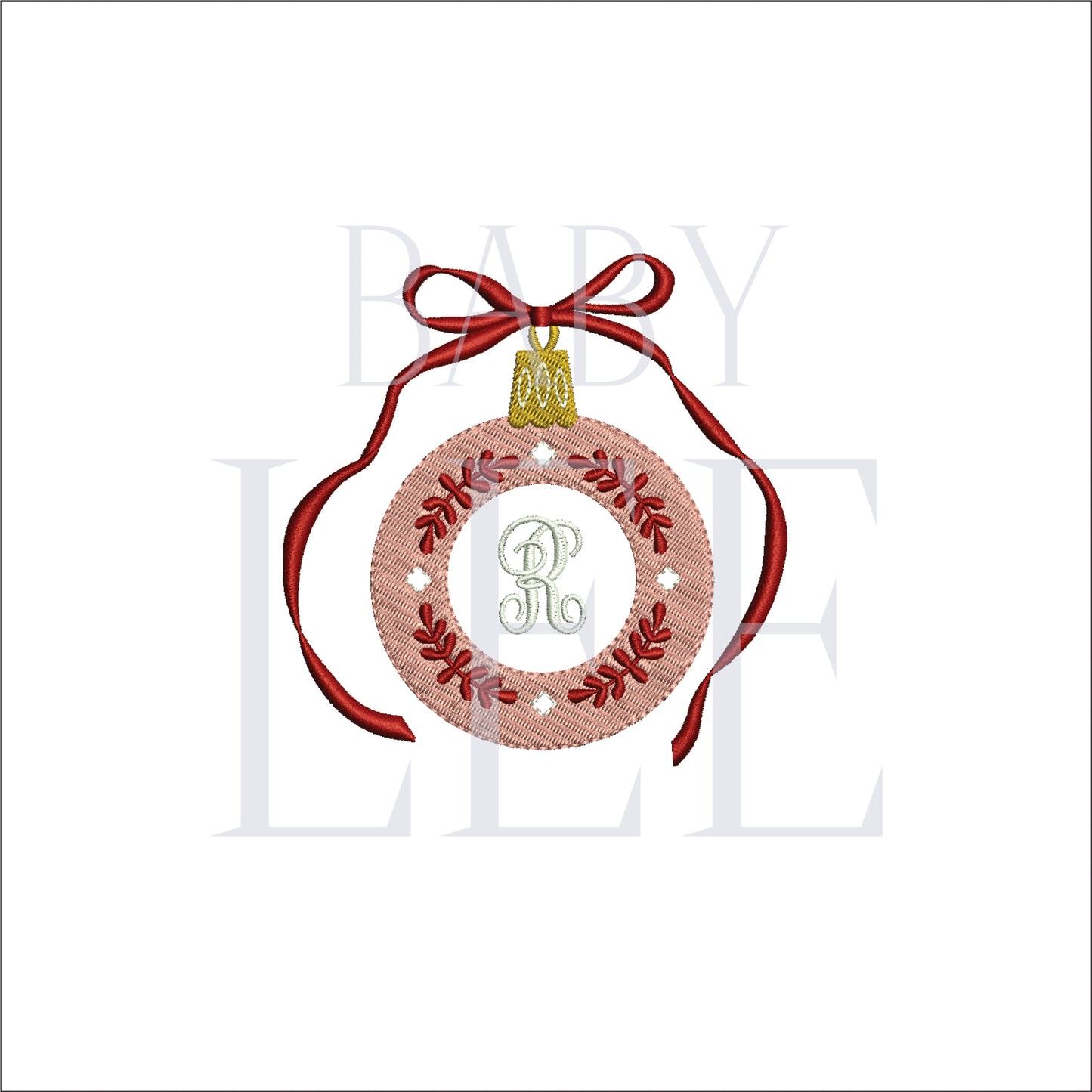 Folk Art Ornament for Monogram- Digital Machine Embroidery File- Baby Lee Digital Design-4 SIZE