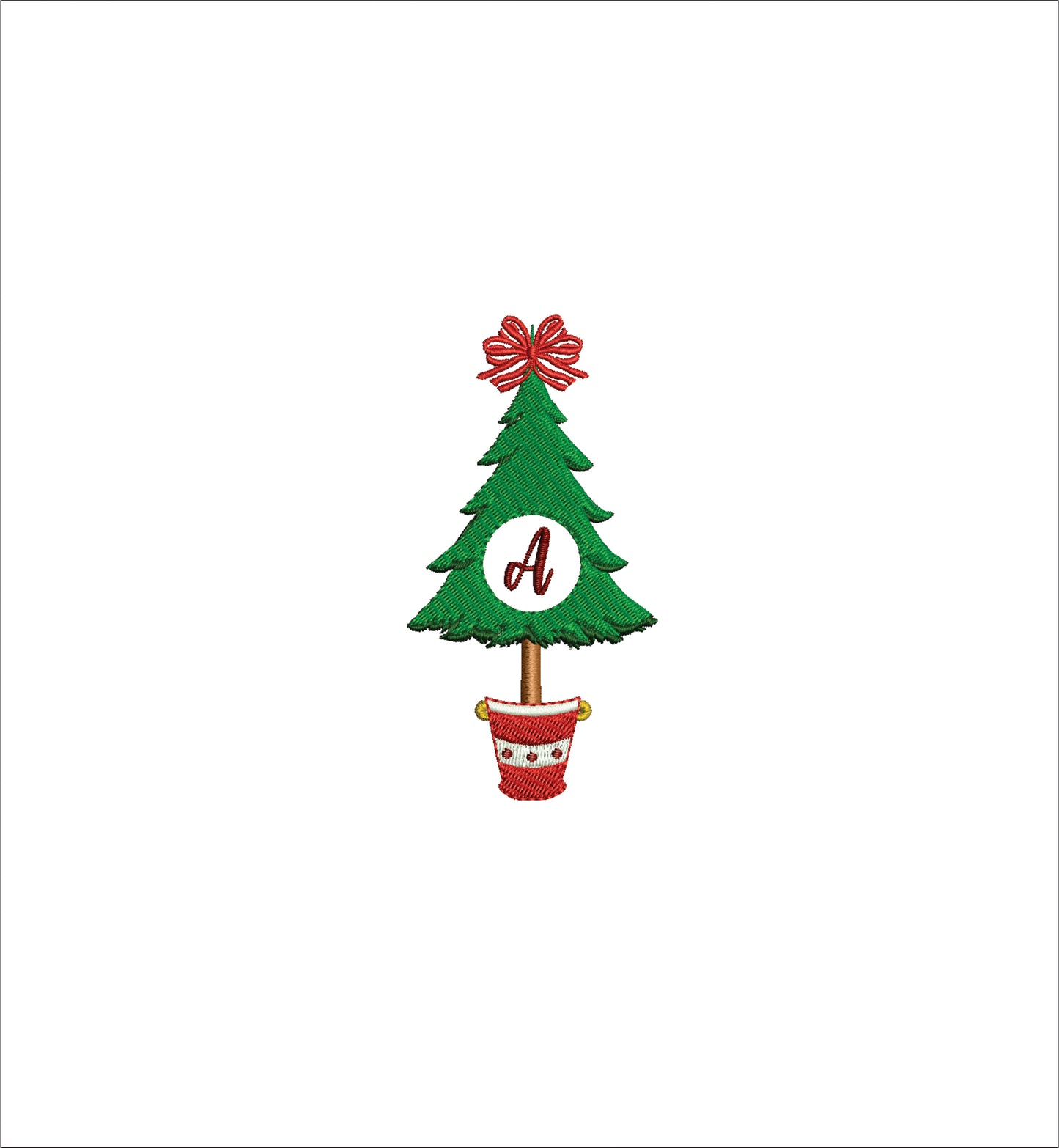 Chinoiserie Christmas Tree in Vase Digital Machine Embroidery File- 3 SIZES