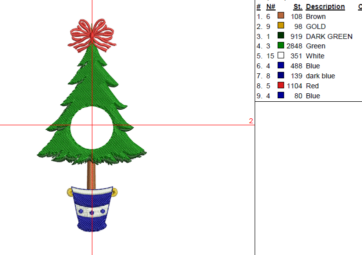 Chinoiserie Christmas Tree in Vase Digital Machine Embroidery File- 3 SIZES