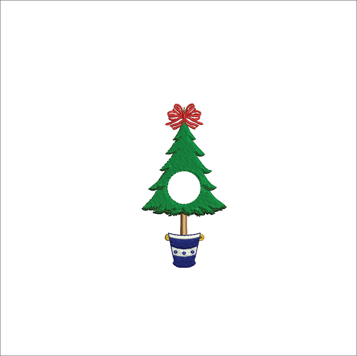 Chinoiserie Christmas Tree in Vase Digital Machine Embroidery File- 3 SIZES