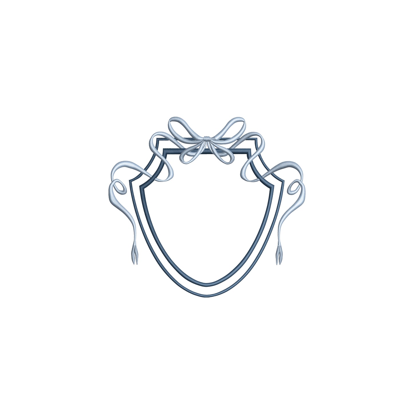 Vintage Double Crest with Flowy Bow Digital Machine Embroidery File- Download-5 SIZES