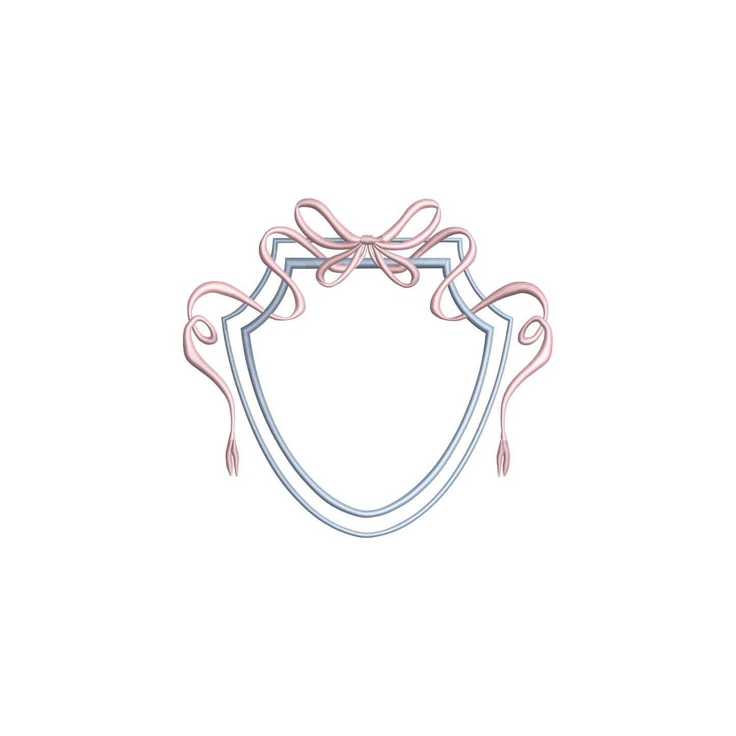 Vintage Double Crest with Flowy Bow Digital Machine Embroidery File- Download-5 SIZES