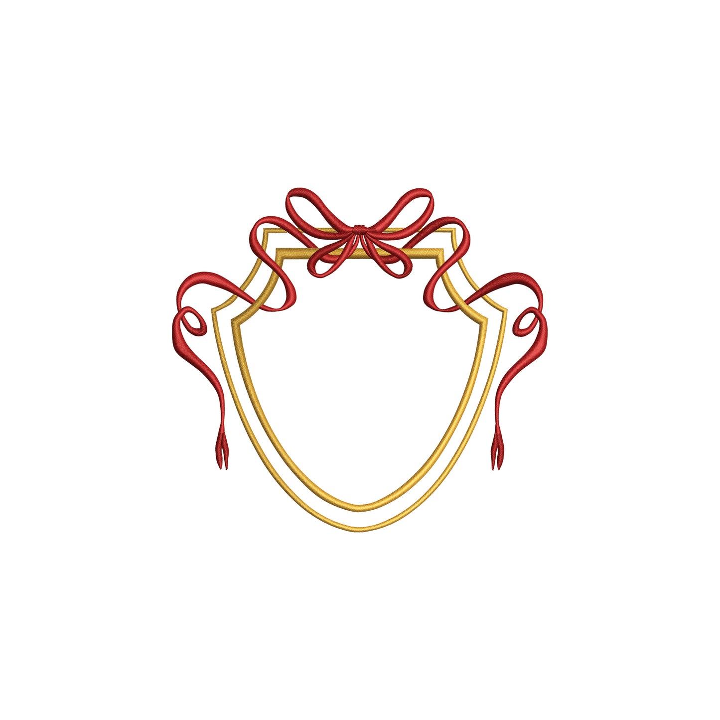 Vintage Double Crest with Flowy Bow Digital Machine Embroidery File- Download-5 SIZES