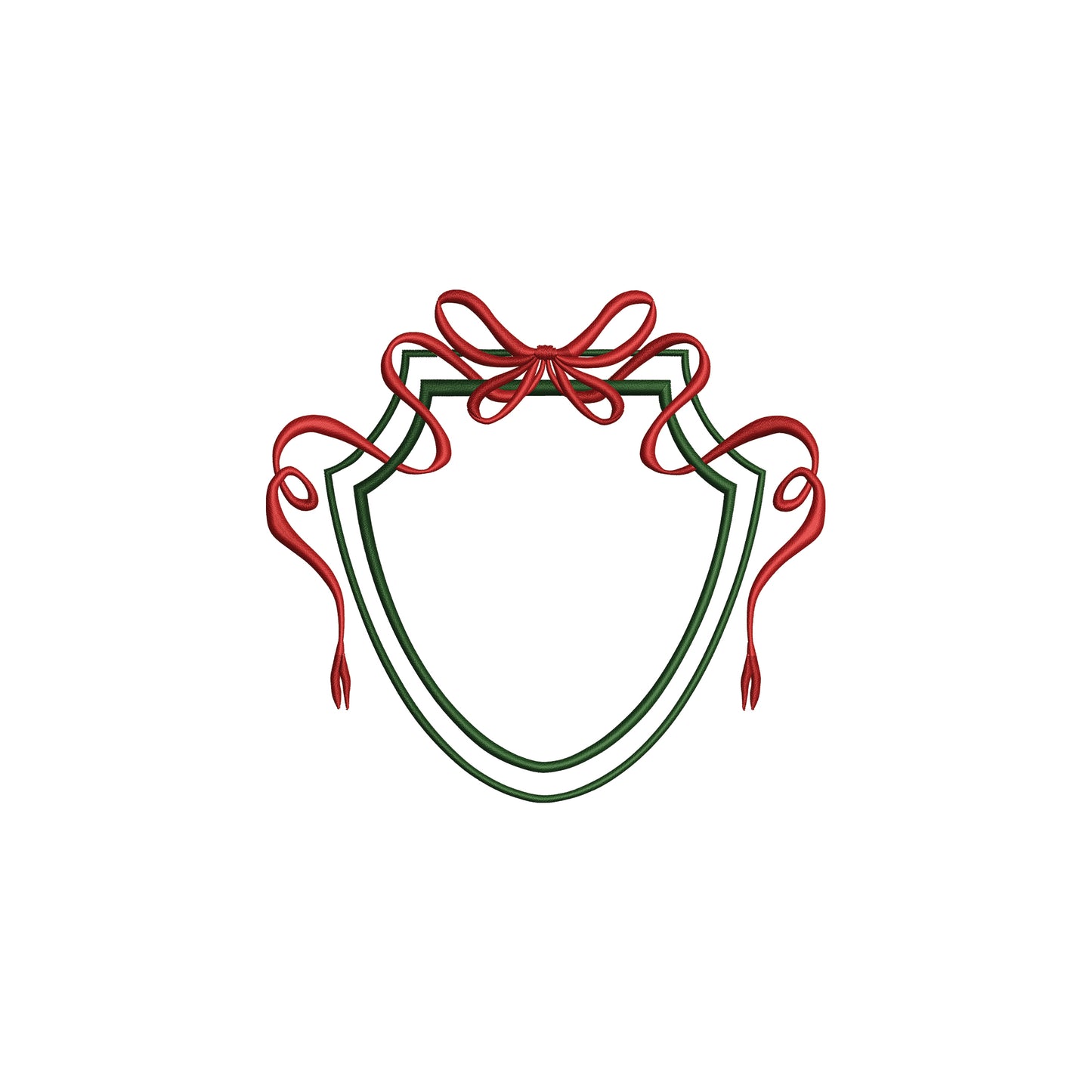 Vintage Double Crest with Flowy Bow Digital Machine Embroidery File- Download-5 SIZES