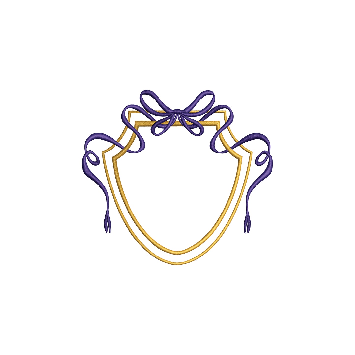 Vintage Double Crest with Flowy Bow Digital Machine Embroidery File- Download-5 SIZES