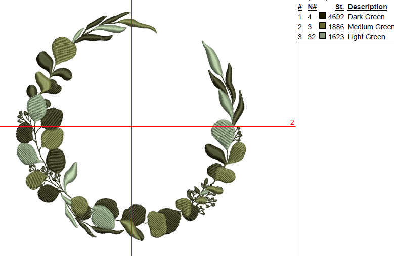 Laurel and Eucalyptus Wreath Digital Machine Embroidery File- Download- 6 SIZES