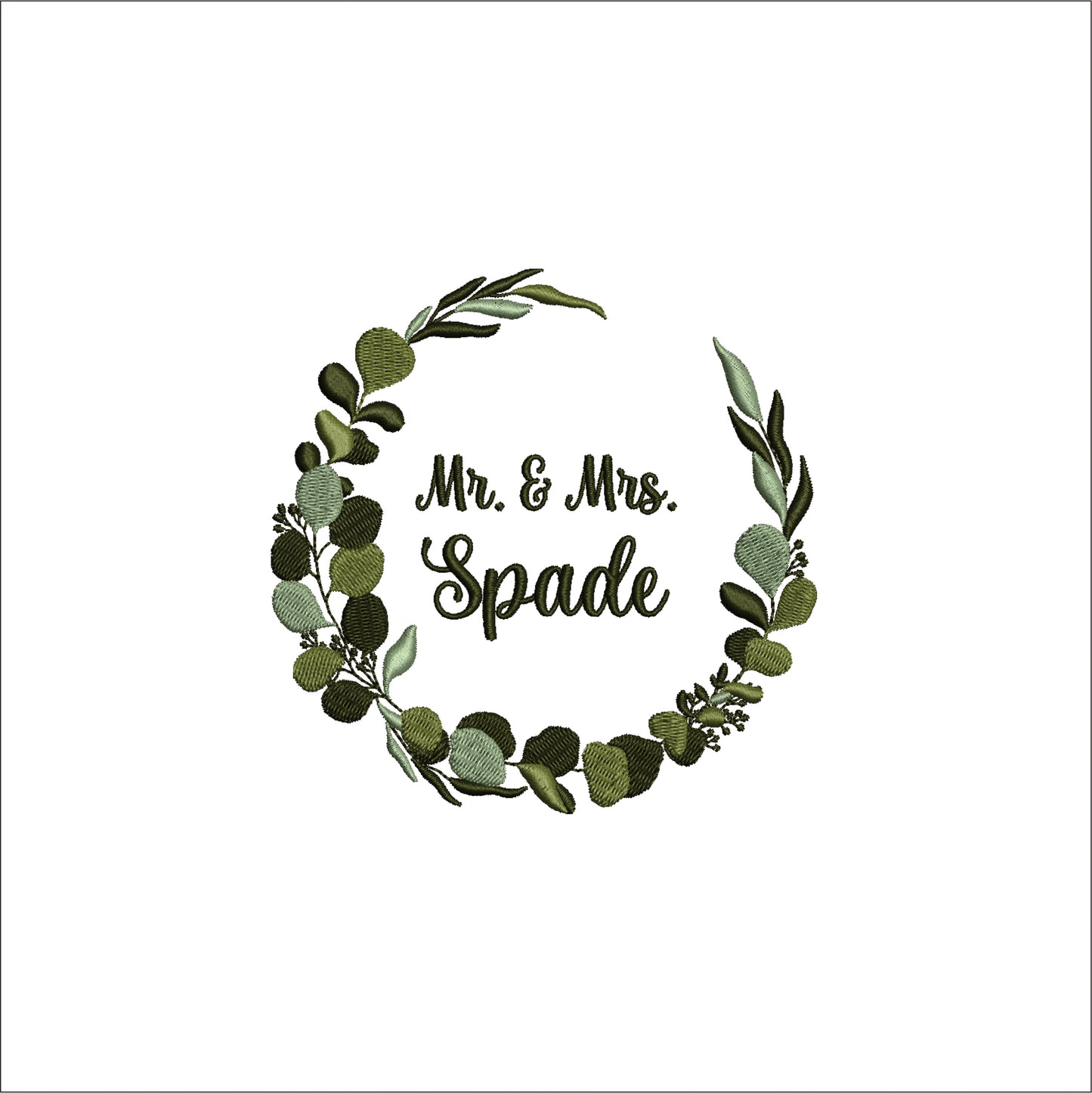 Laurel and Eucalyptus Wreath Digital Machine Embroidery File- Download- 6 SIZES