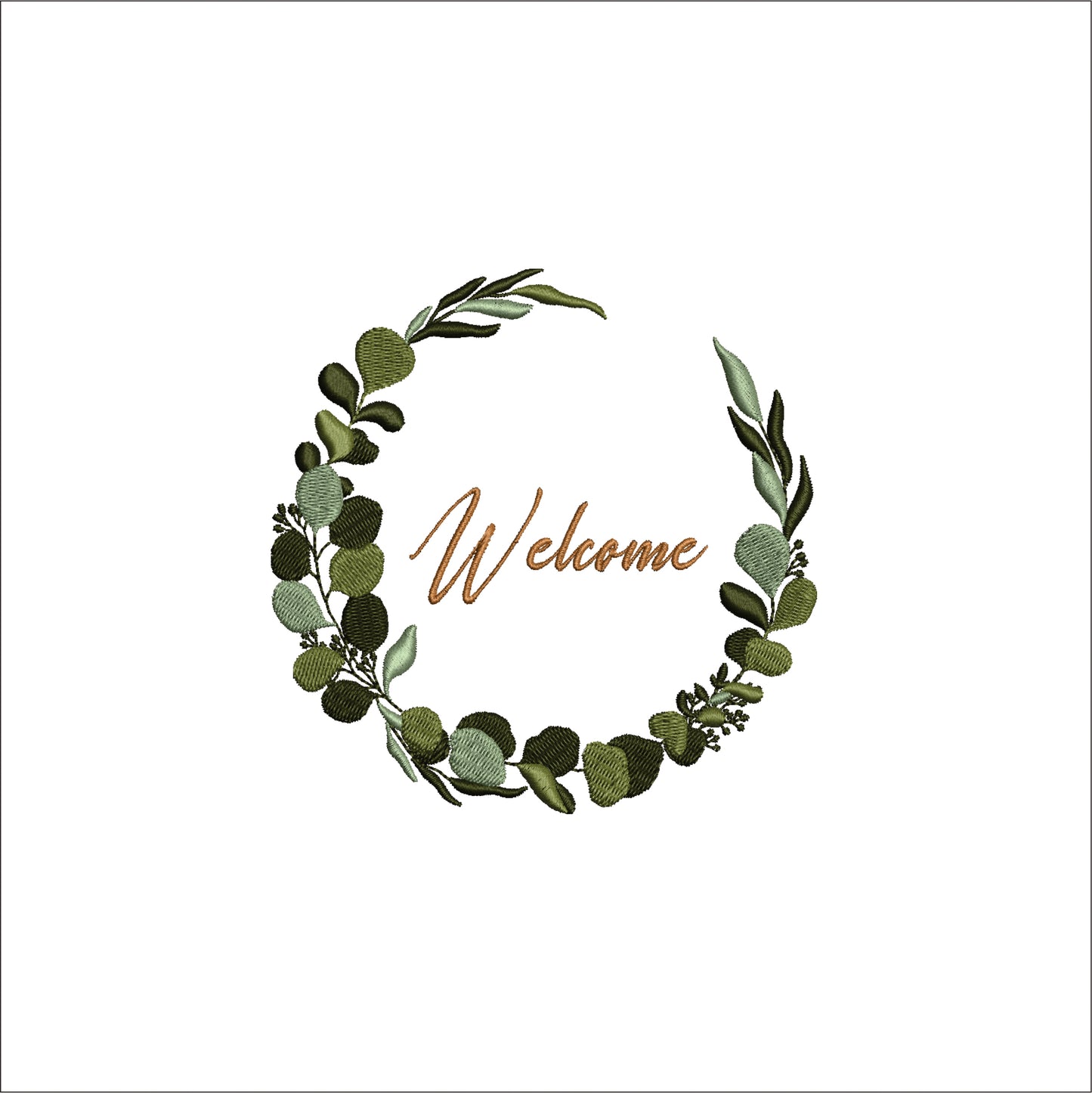 Laurel and Eucalyptus Wreath Digital Machine Embroidery File- Download- 6 SIZES