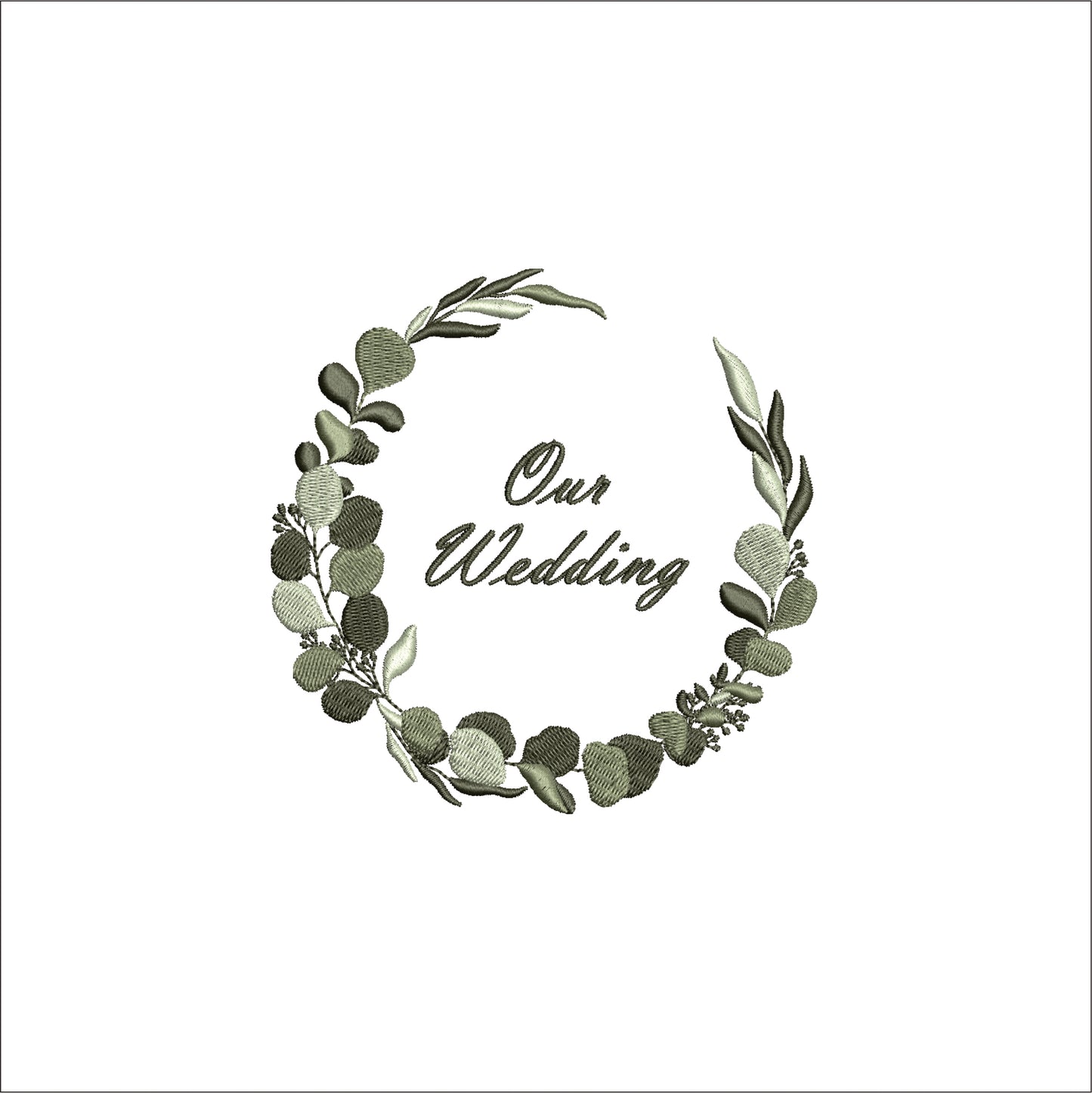 Laurel and Eucalyptus Wreath Digital Machine Embroidery File- Download- 6 SIZES
