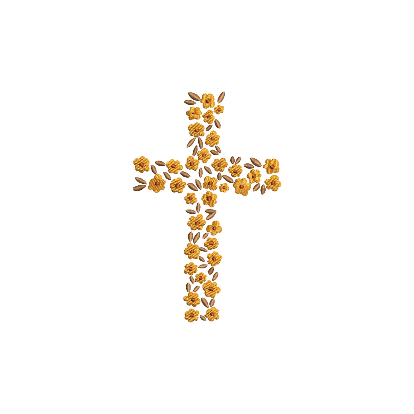 Religious Floral Cross with leaves Digital Machine Embroidery File- Download-5 SIZES