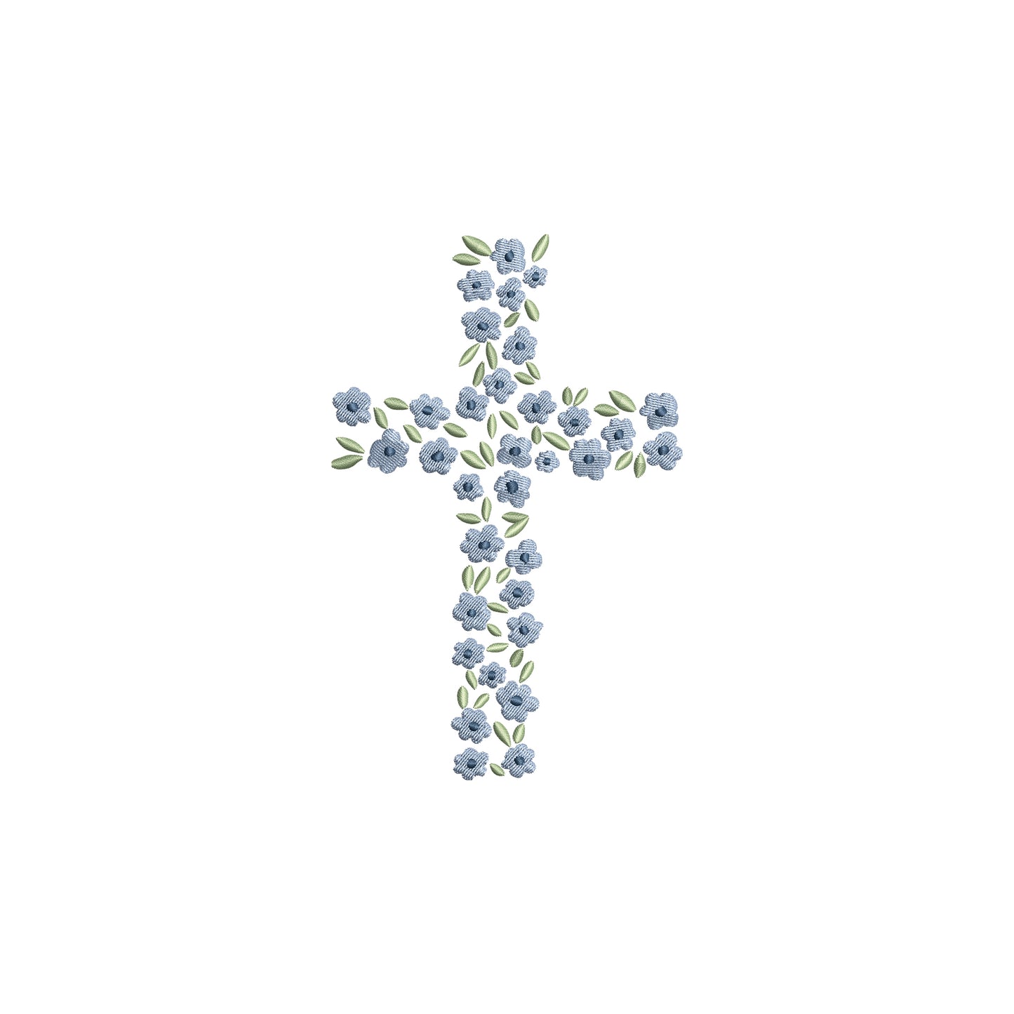 Religious Floral Cross with leaves Digital Machine Embroidery File- Download-5 SIZES