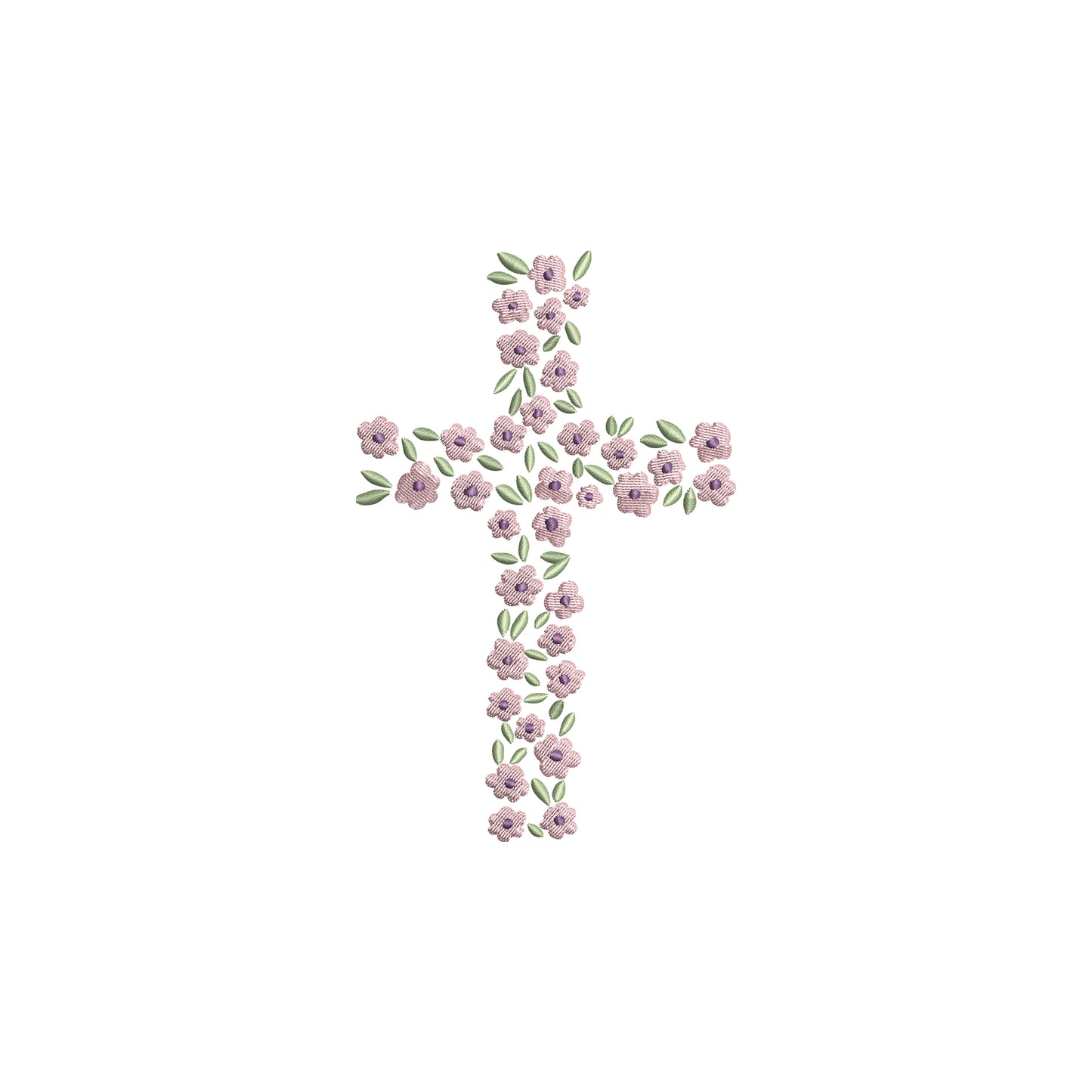 Religious Floral Cross with leaves Digital Machine Embroidery File- Download-5 SIZES