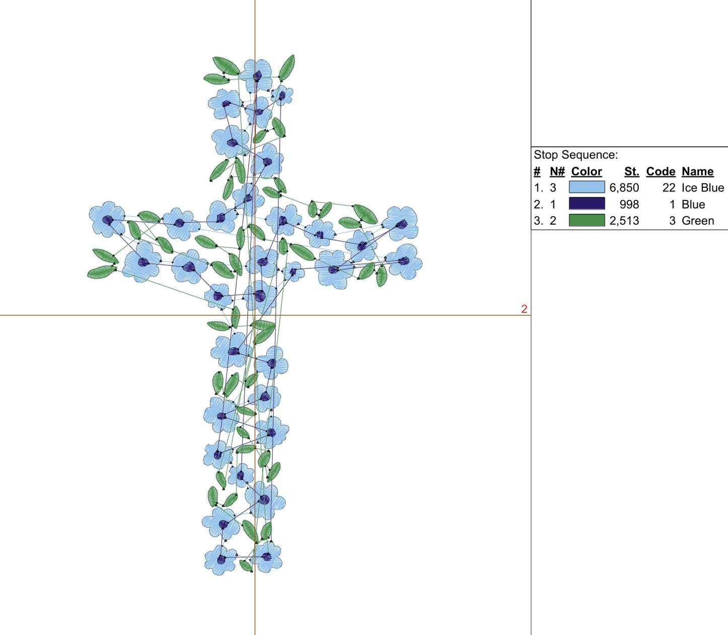 Religious Floral Cross with leaves Digital Machine Embroidery File- Download-5 SIZES