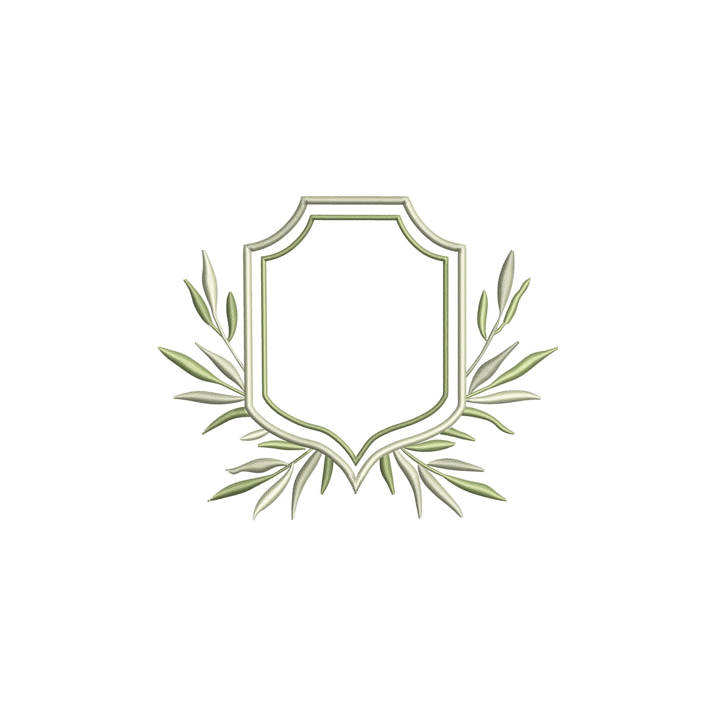 Double Crest with Foliage Leaves Digital Machine Embroidery File- Download- 5 SIZES