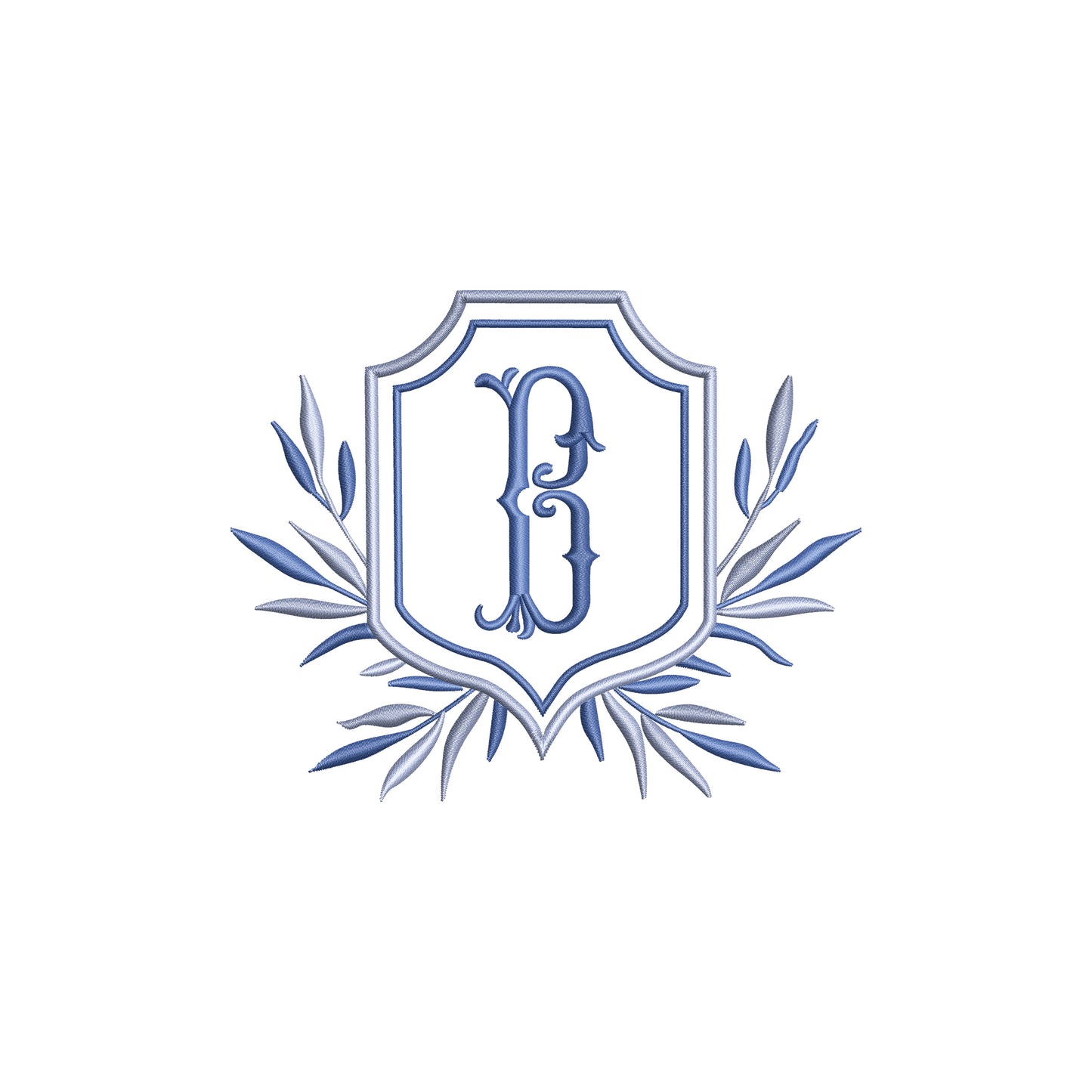 Double Crest with Foliage Leaves Digital Machine Embroidery File- Download- 5 SIZES