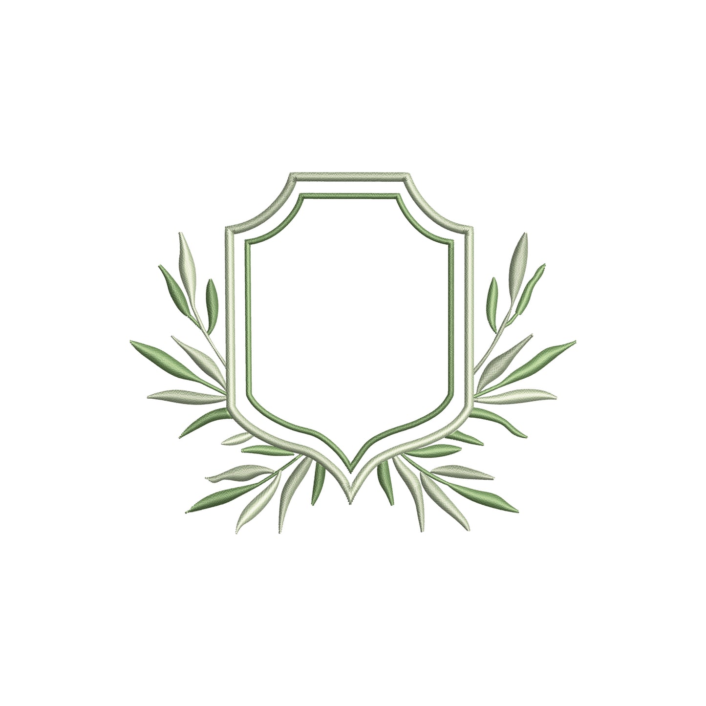 Double Crest with Foliage Leaves Digital Machine Embroidery File- Download- 5 SIZES
