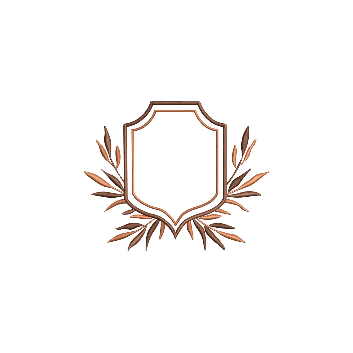Double Crest with Foliage Leaves Digital Machine Embroidery File- Download- 5 SIZES