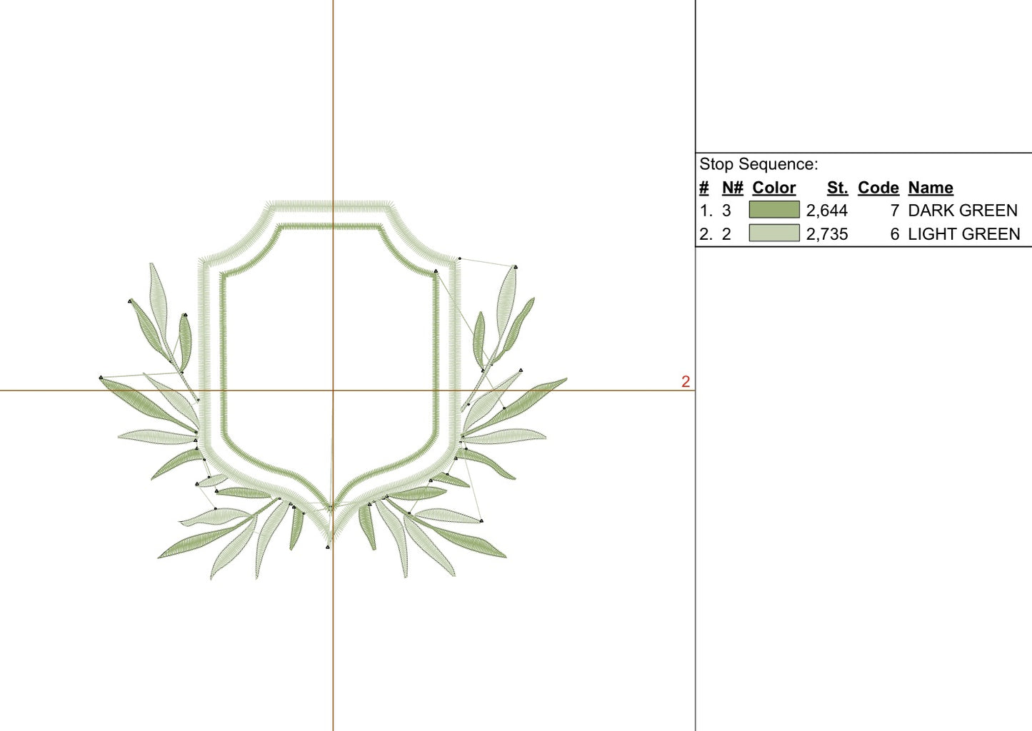 Double Crest with Foliage Leaves Digital Machine Embroidery File- Download- 5 SIZES