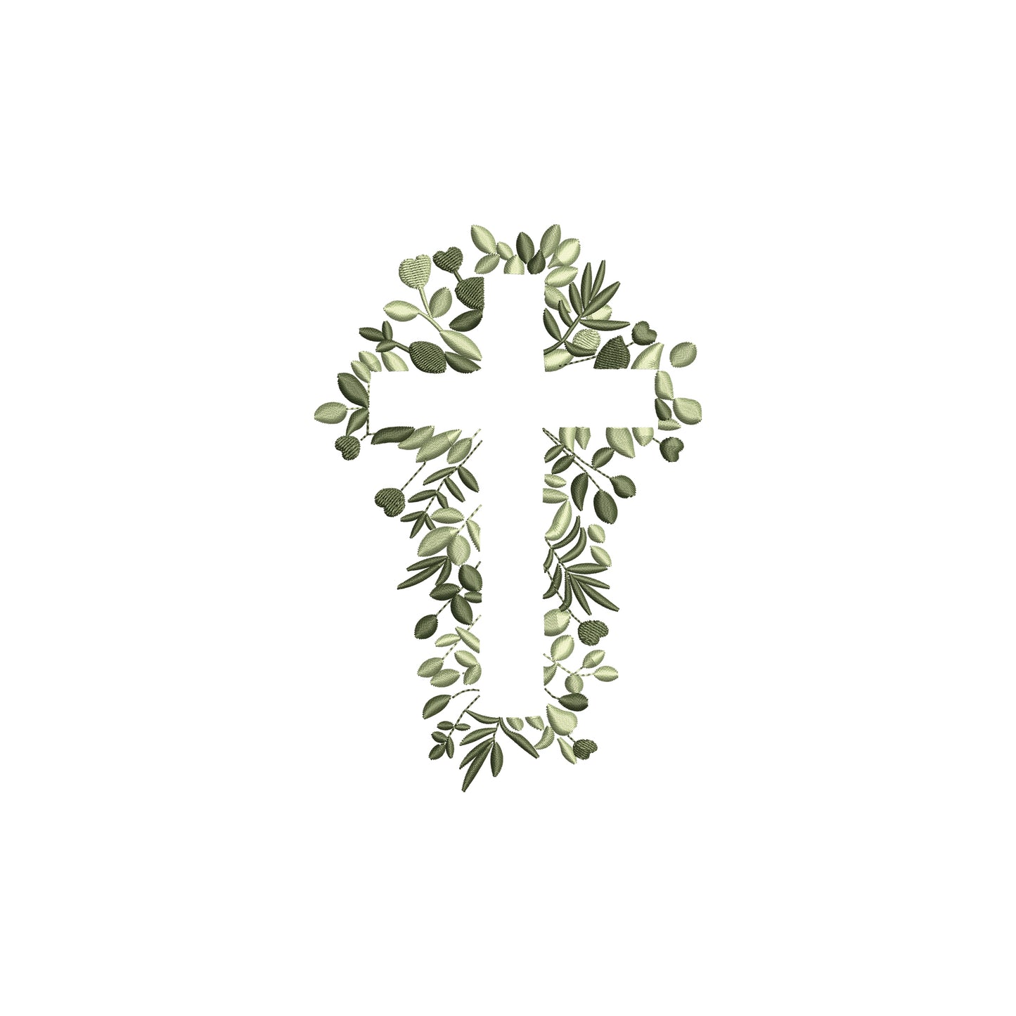 Religious Cross with Flowers and Foliage Digital Machine Embroidery File- Download-6 SIZES