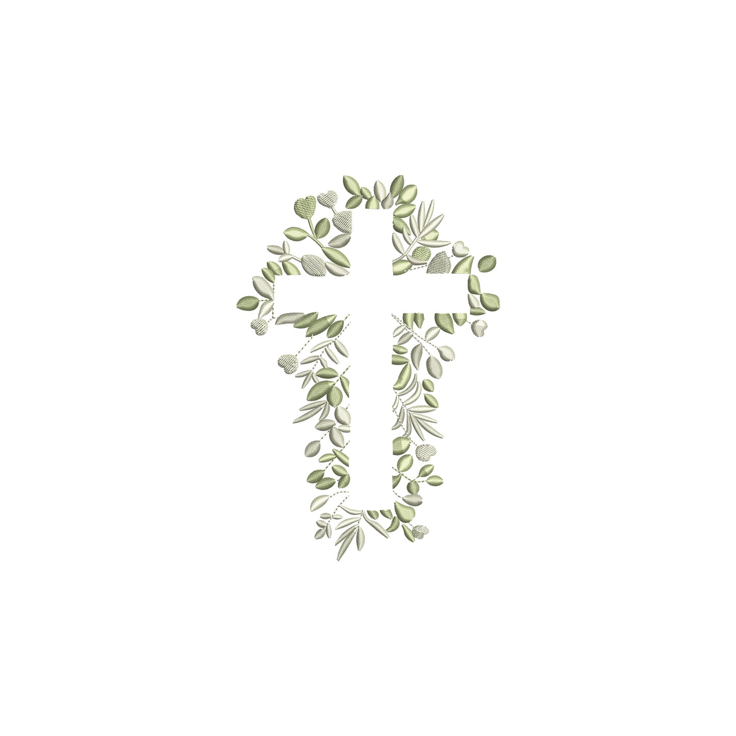 Religious Cross with Flowers and Foliage Digital Machine Embroidery File- Download-6 SIZES