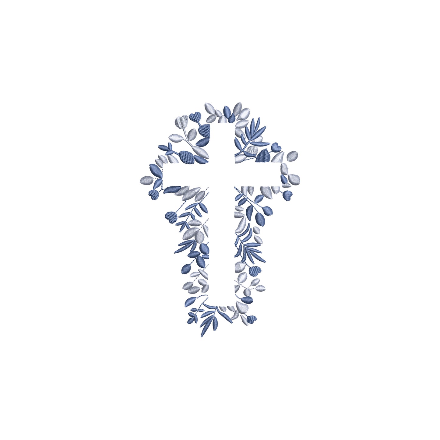 Religious Cross with Flowers and Foliage Digital Machine Embroidery File- Download-6 SIZES