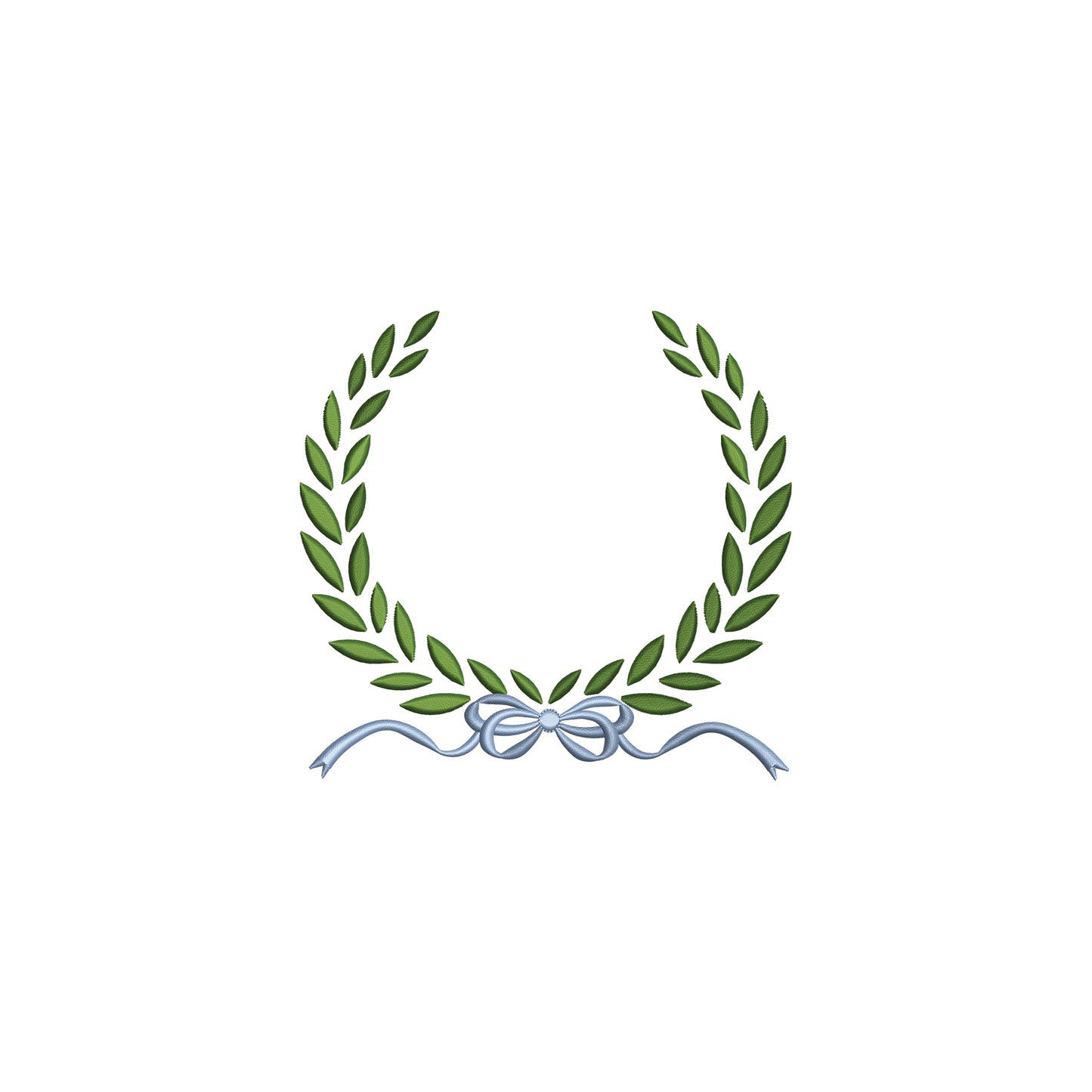Classical Laurel Wreath with Flowy Bow Digital Machine Embroidery File- Download-5 SIZES