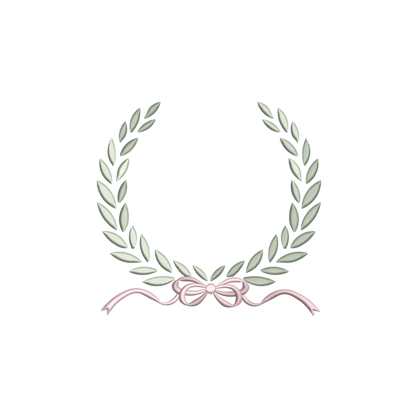 Classical Laurel Wreath with Flowy Bow Digital Machine Embroidery File- Download-5 SIZES