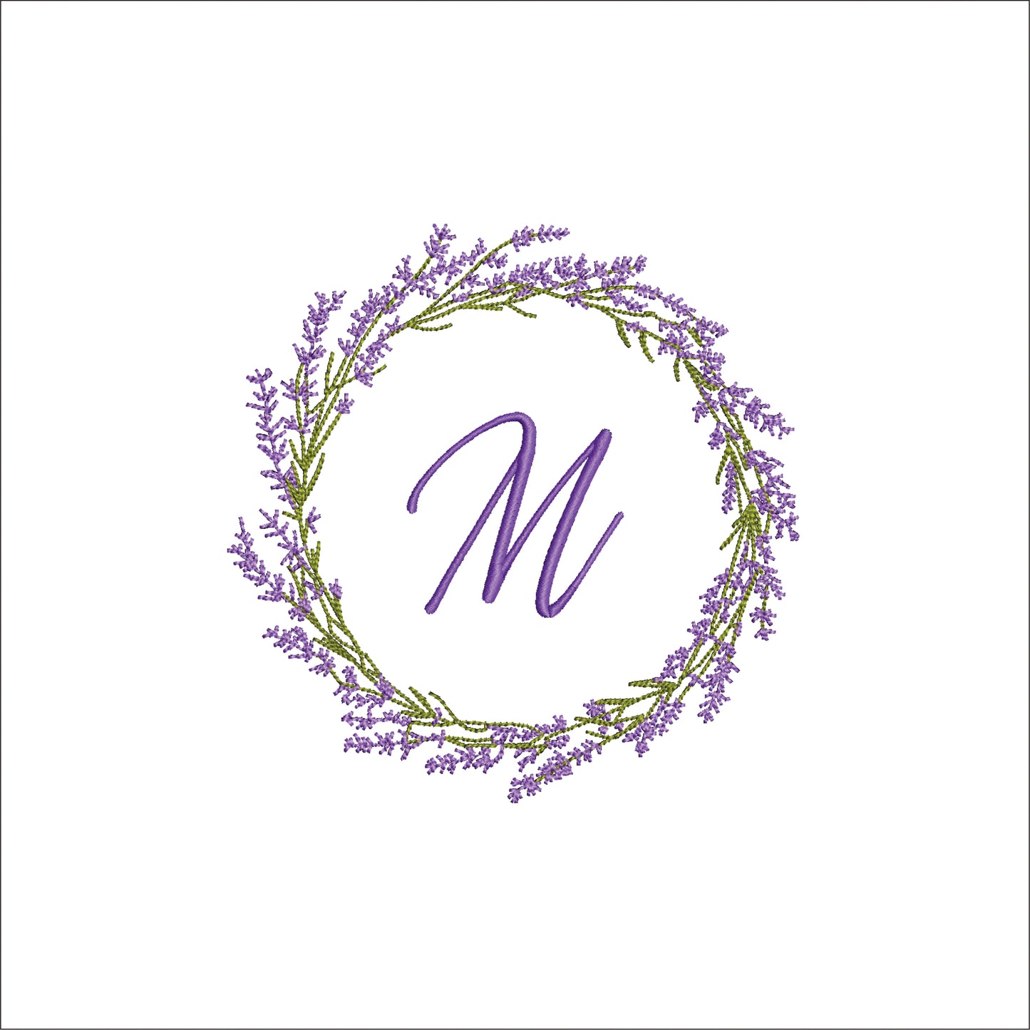 Spring Floral Lavender Wreath Digital Machine Embroidery File- Download-3 SIZES