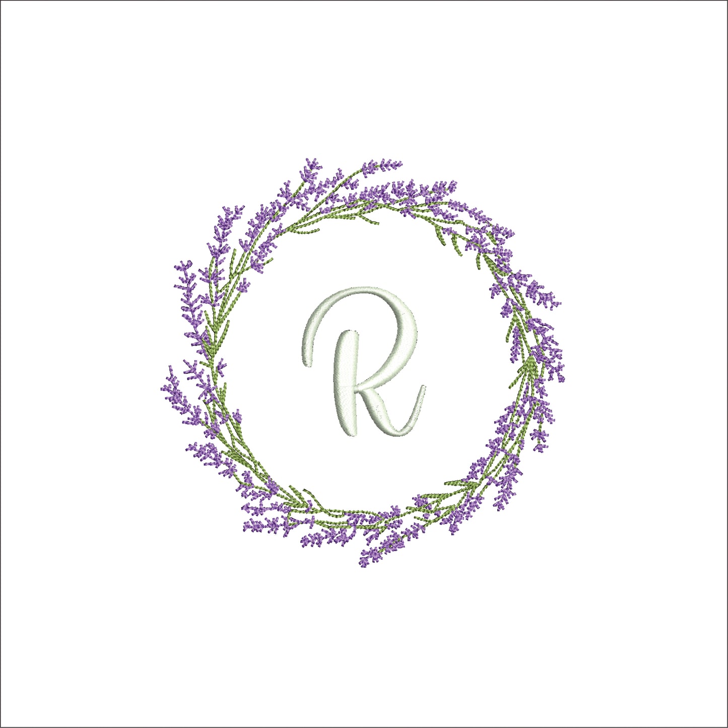 Spring Floral Lavender Wreath Digital Machine Embroidery File- Download-3 SIZES